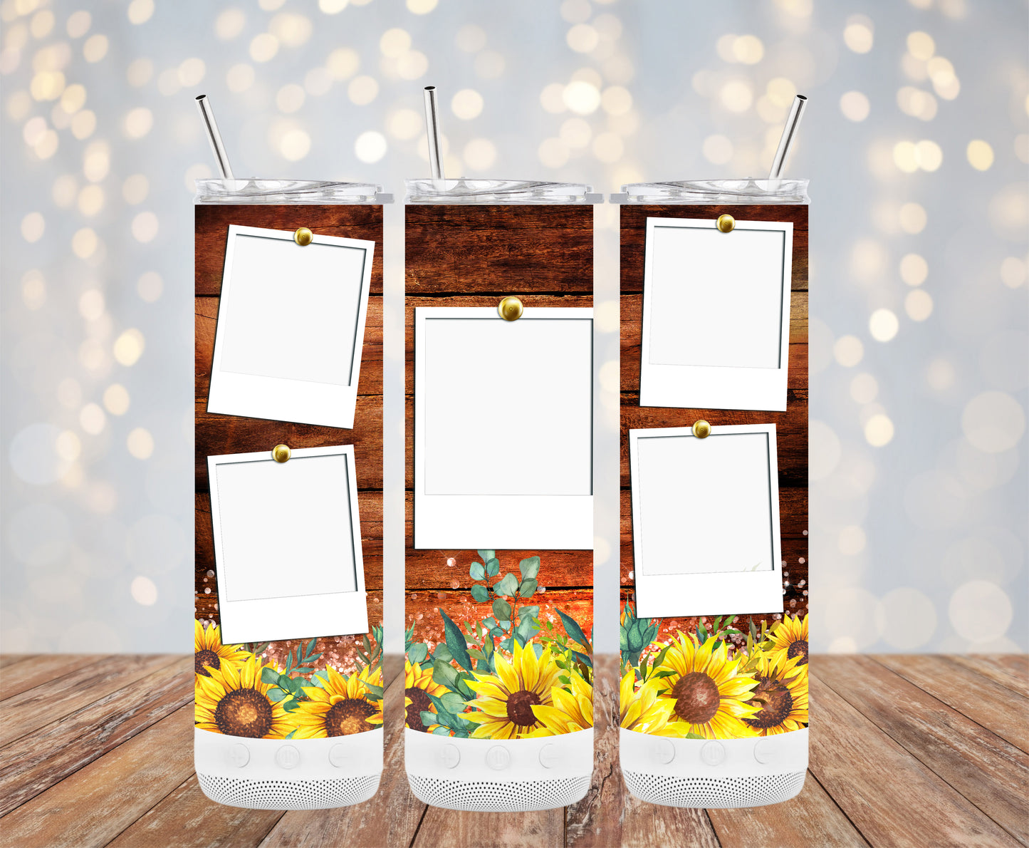 Picture Frame Rustic Wood Sunflower Tumbler