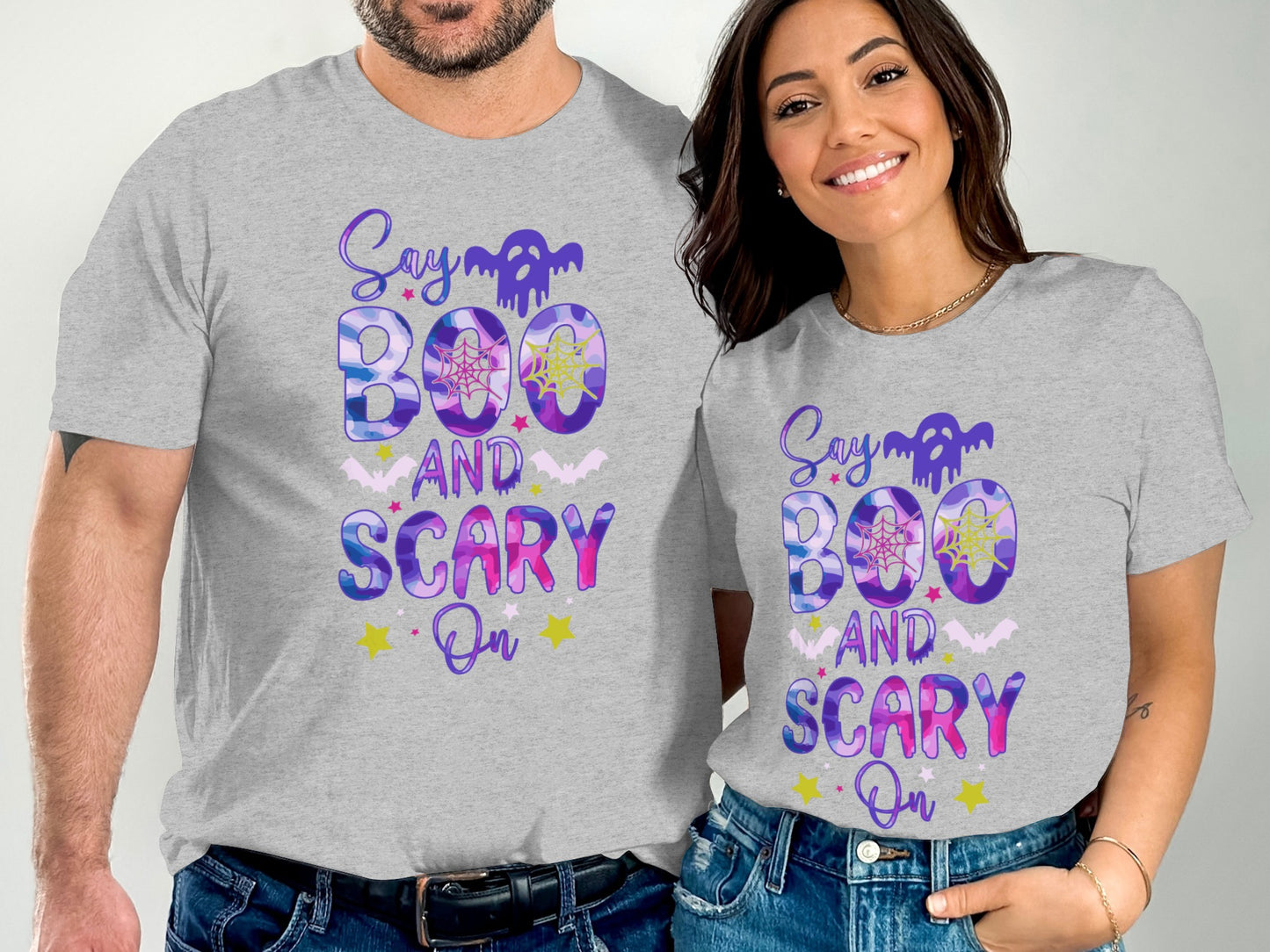 Say Boo and Scary On Graphic Tee Halloween product type