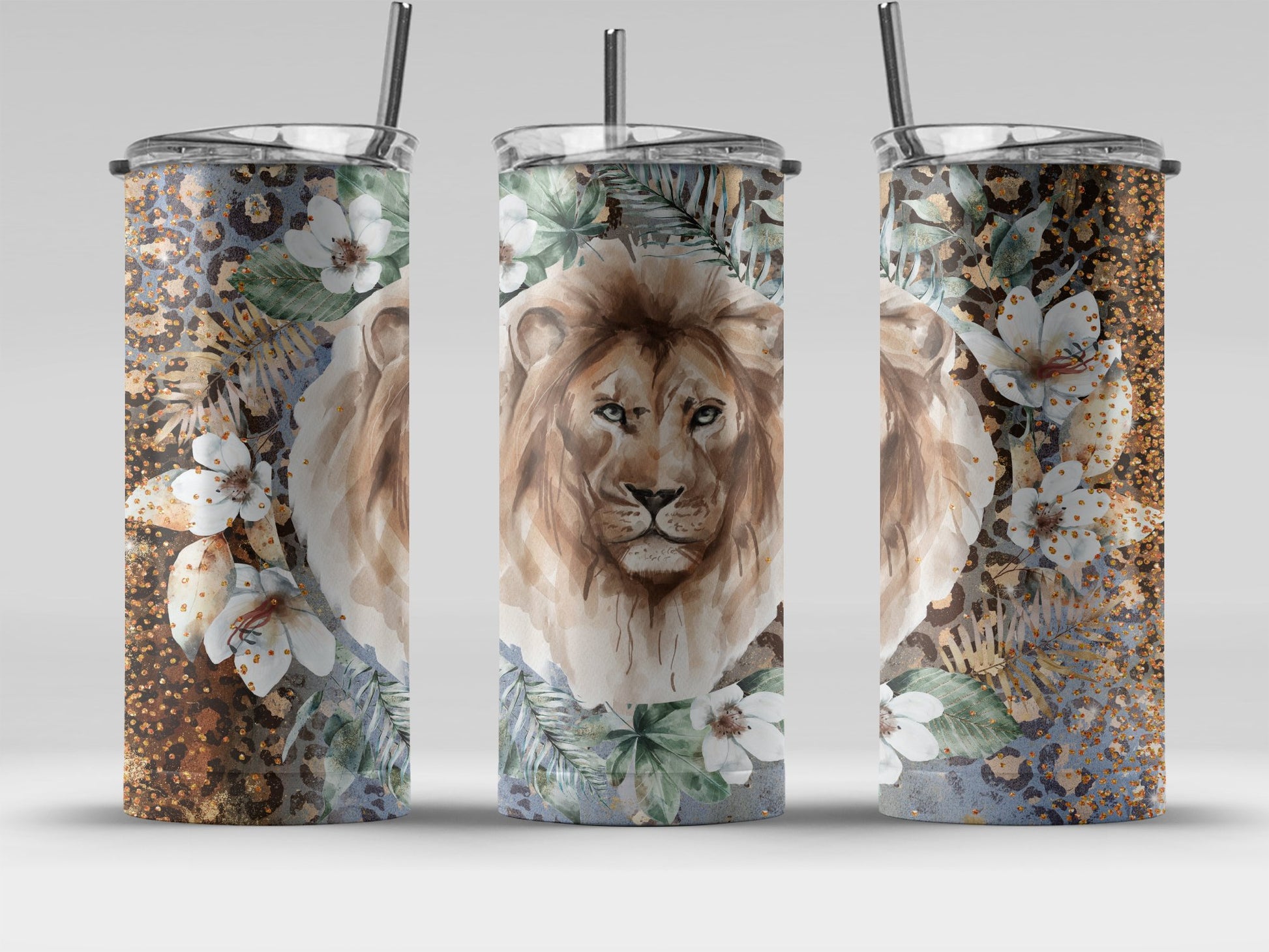 Lion with Floral Design Insulated Tumbler product type