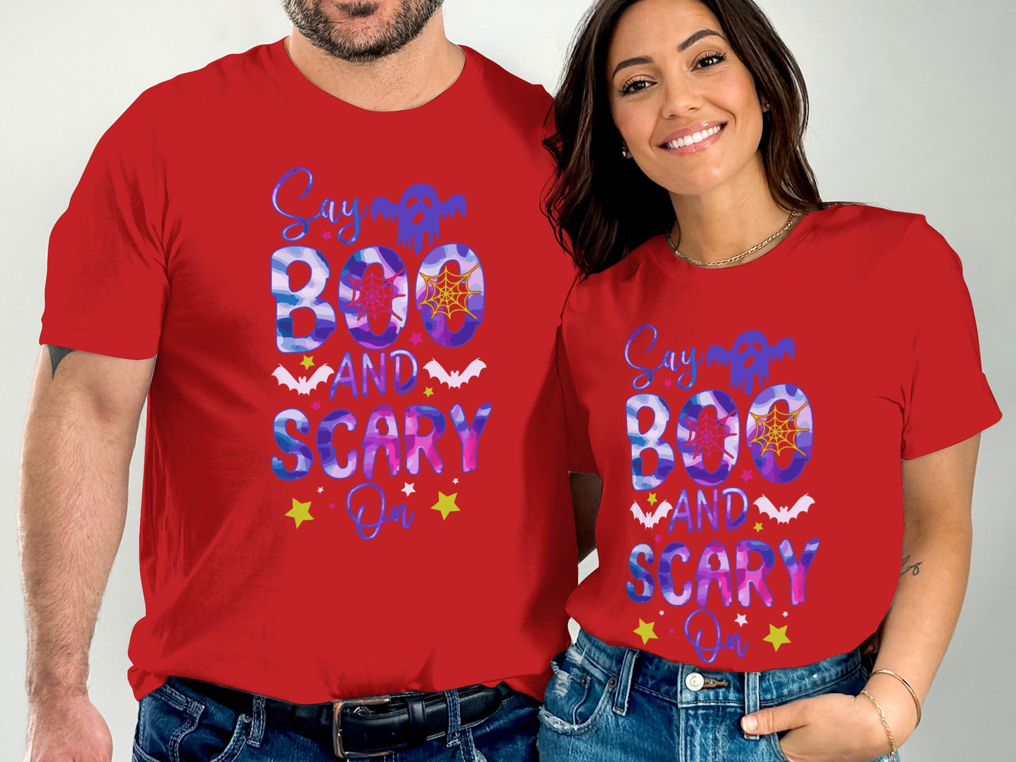 Say Boo And Scary Matching Halloween Couple Shirt product