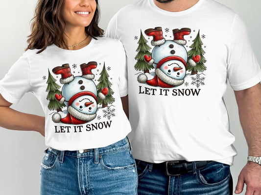 Funny Snowman Let It Snow Print Shirt