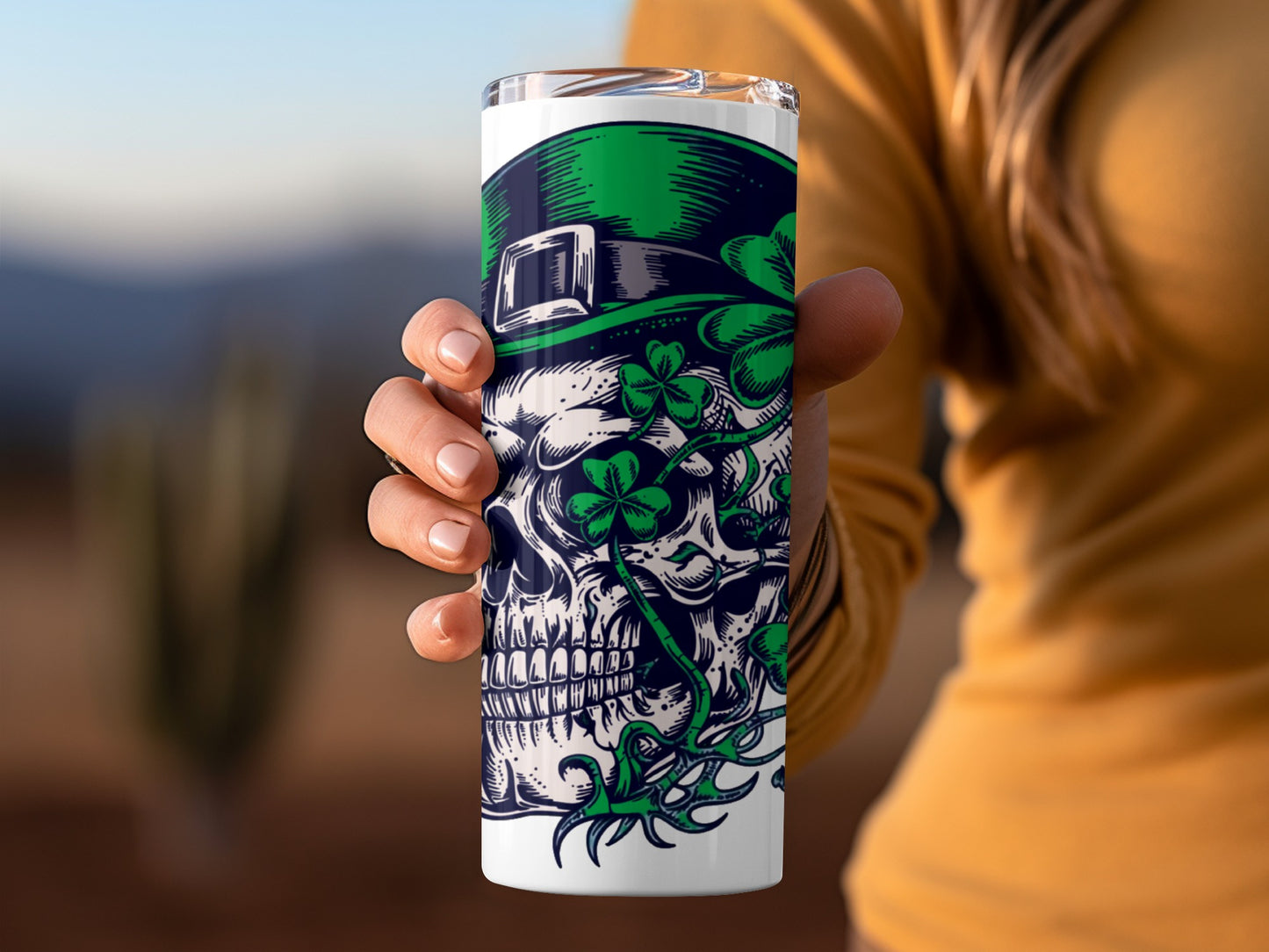 Skull with Shamrocks Design Travel Mug product