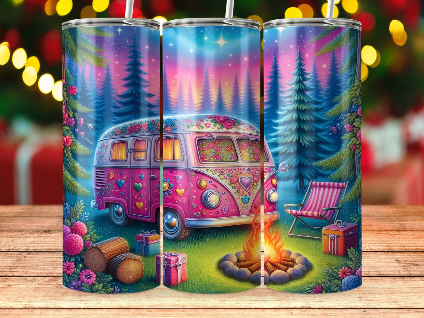 Colorful Campfire Van Christmas Tumbler product type