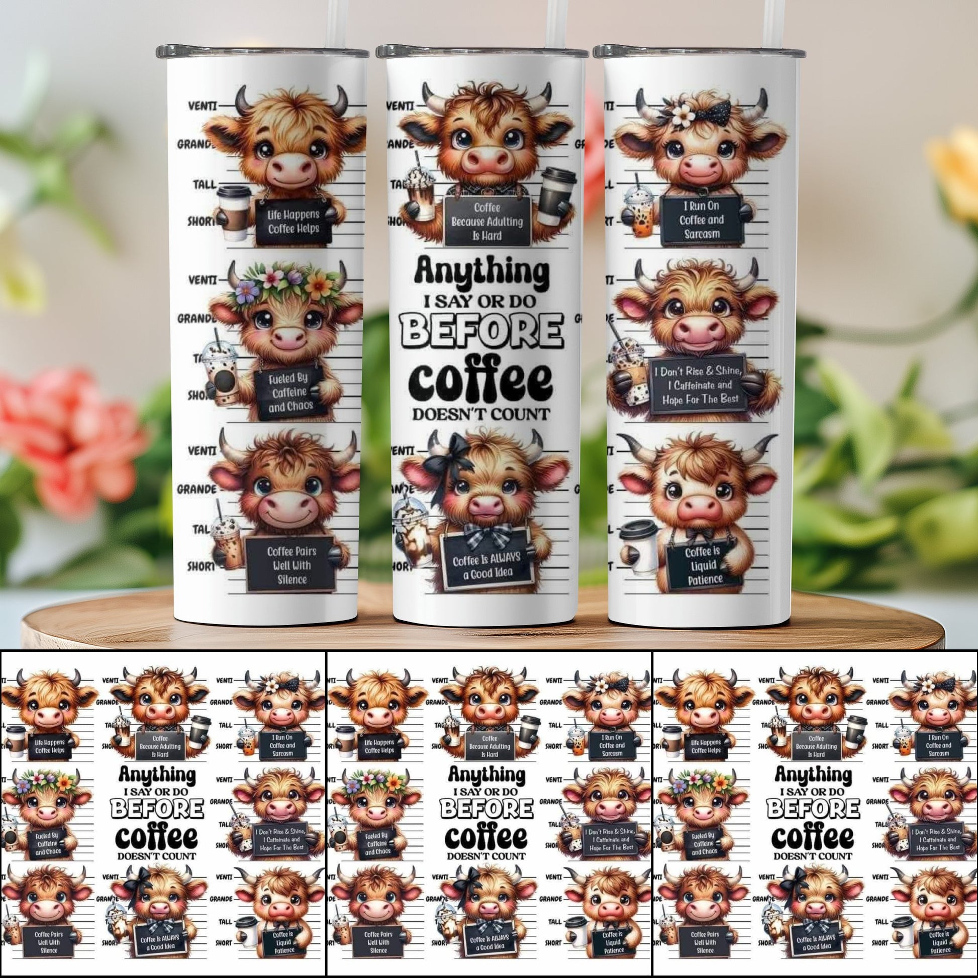 Funny Highland Cow Coffee Quote Tumbler Cup product type