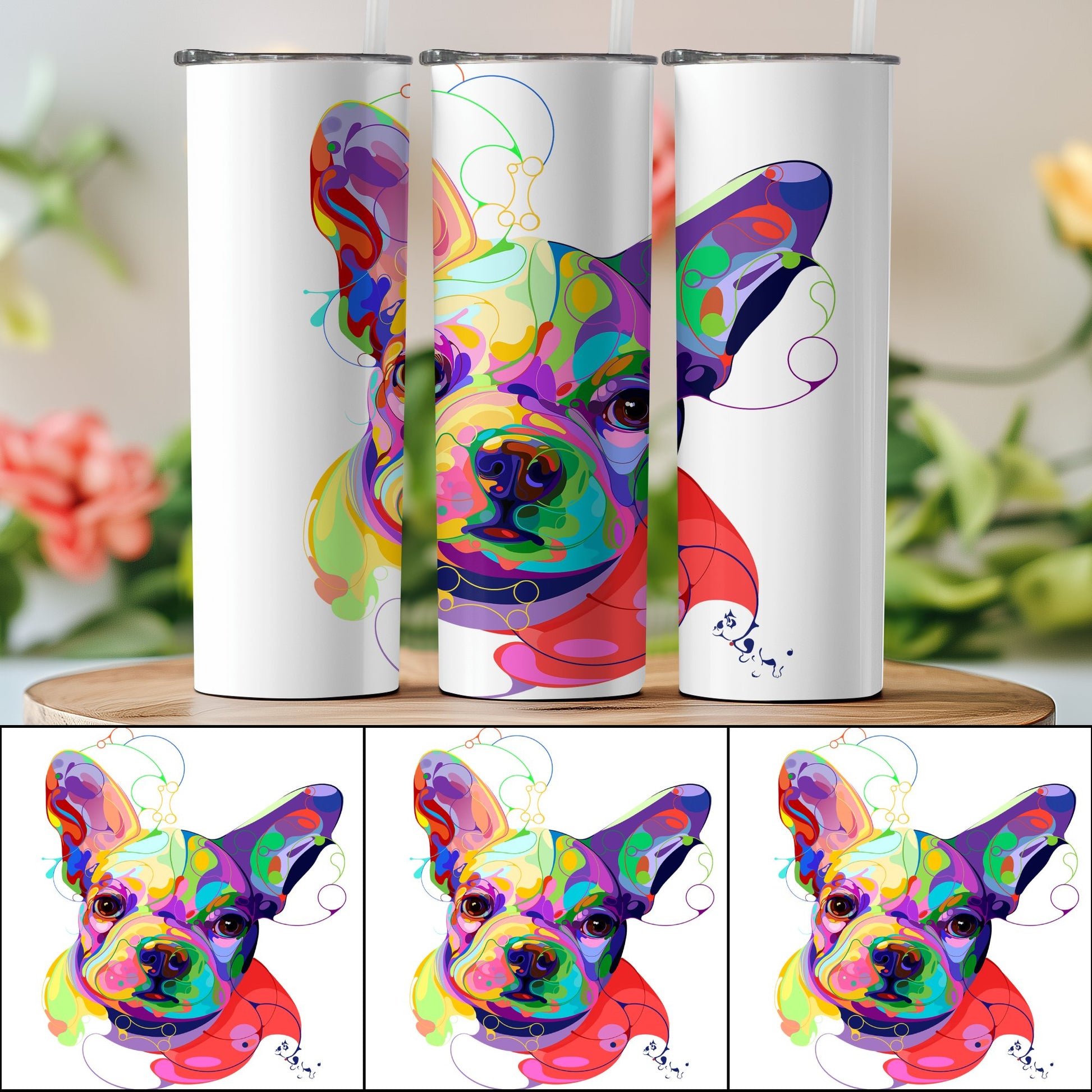 Colorful French Bulldog Art Print Tumbler product
