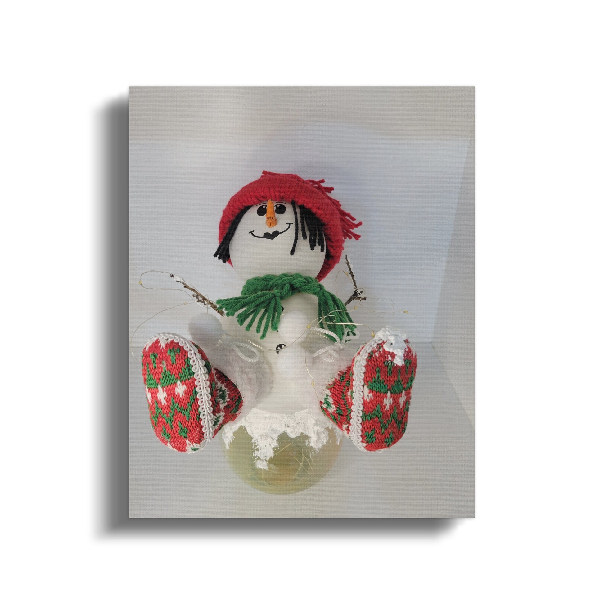 Festive Snowman Ornament with Colorful Holiday Knits