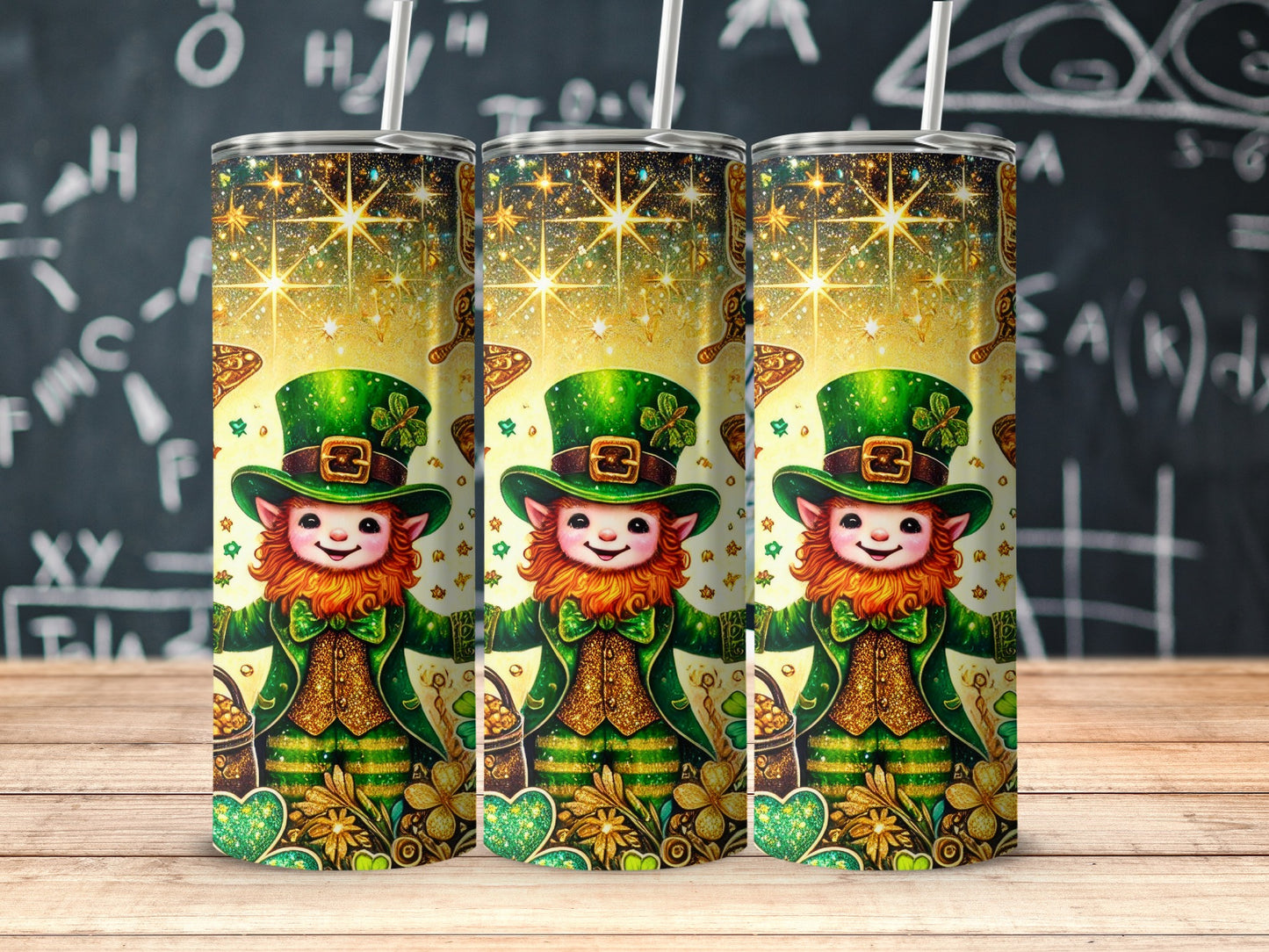 Cute Leprechaun with Pot of Gold Tumbler Cup Product
