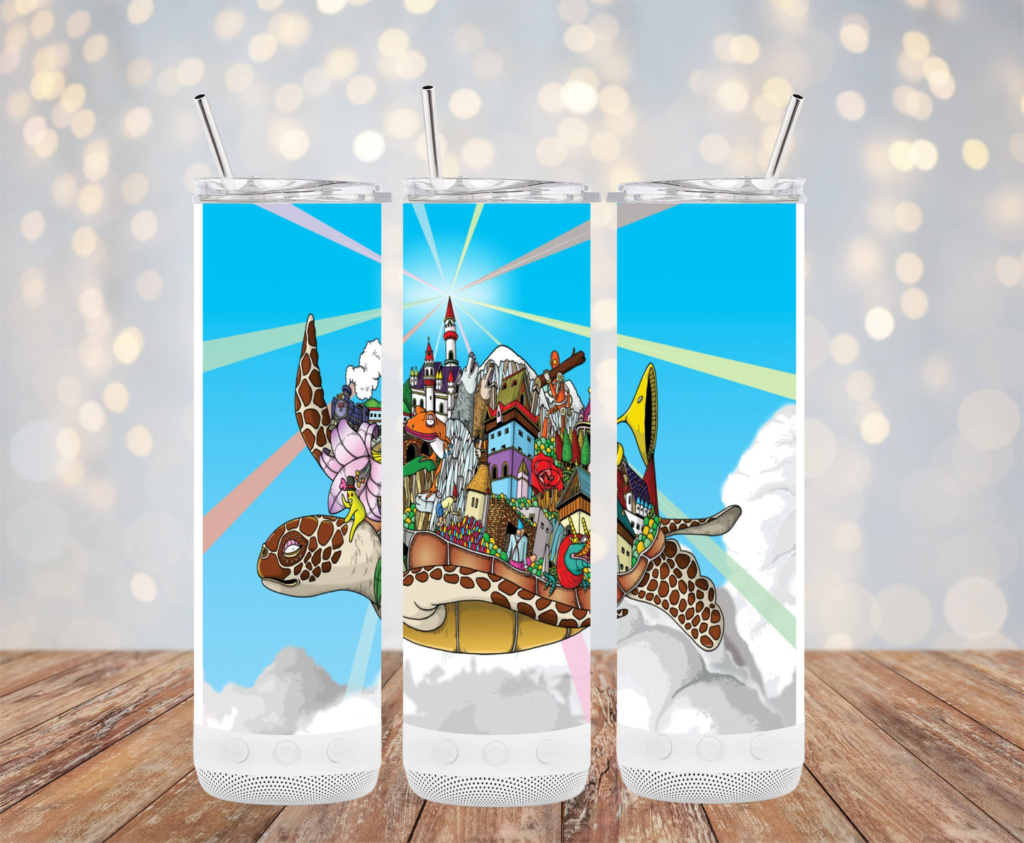 Colorful Cartoon Turtle Town Design Tumbler product