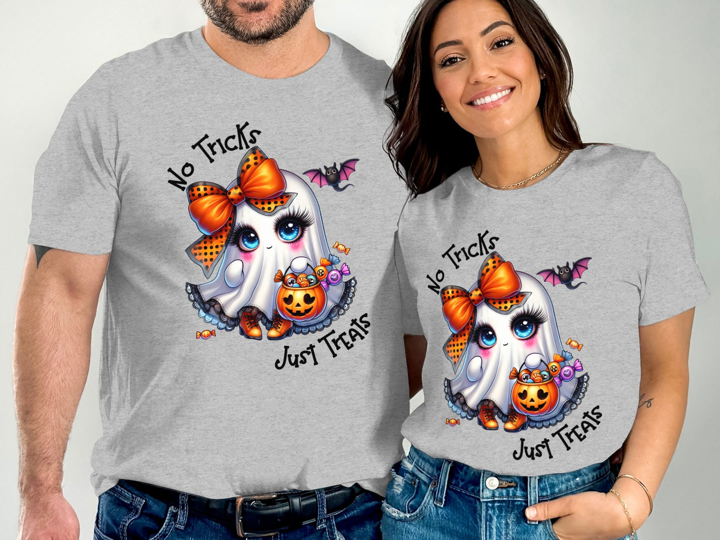 No Tricks Just Treats Halloween Couples Shirt product type