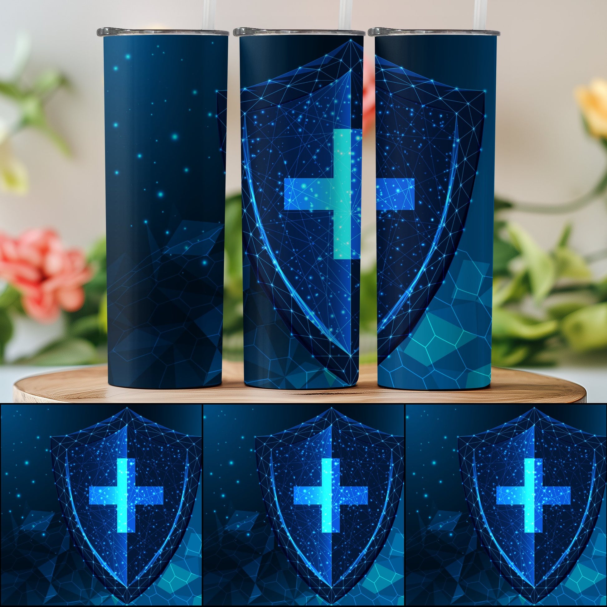 Blue Shield and Cross Geometric Tumbler product