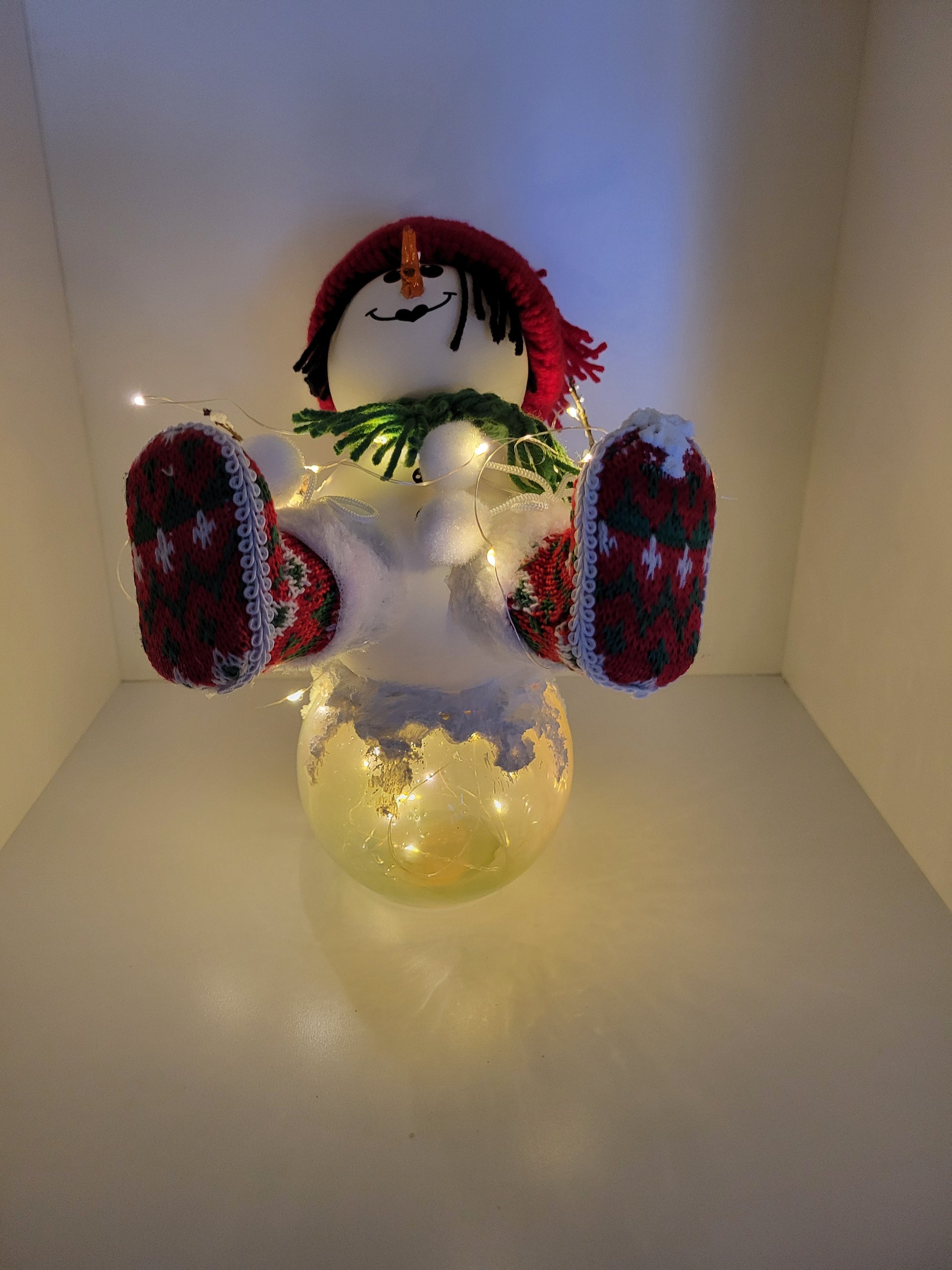 Festive Decorative Light-Up Snowman Figurine Decor