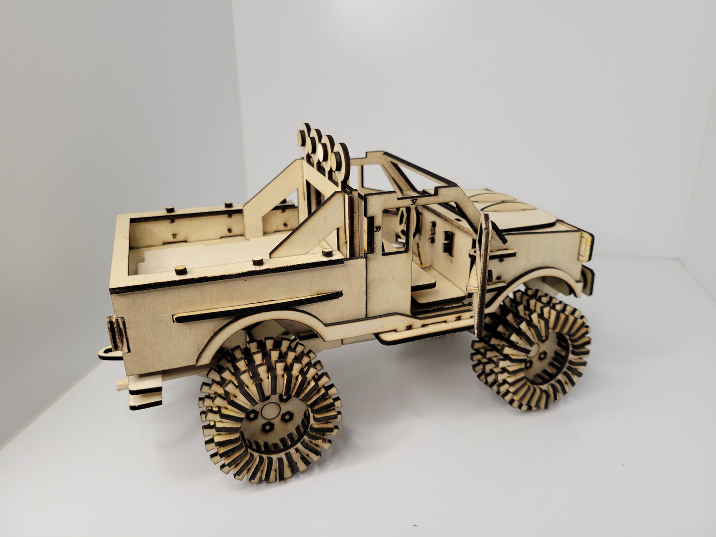 DIY Wooden Off-Road Pickup Truck Puzzle Toy