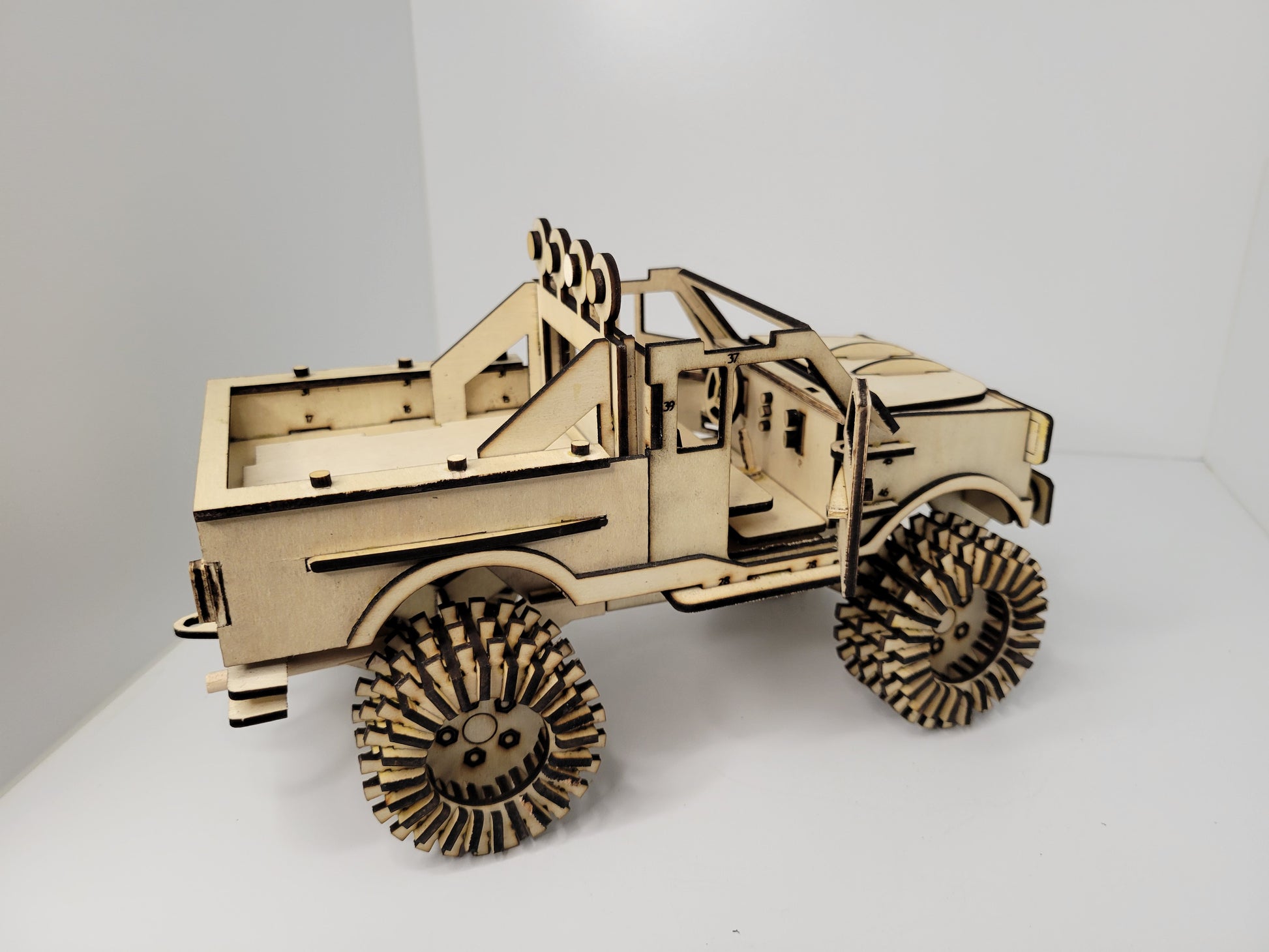 DIY Wooden Off-Road Pickup Truck Puzzle Toy