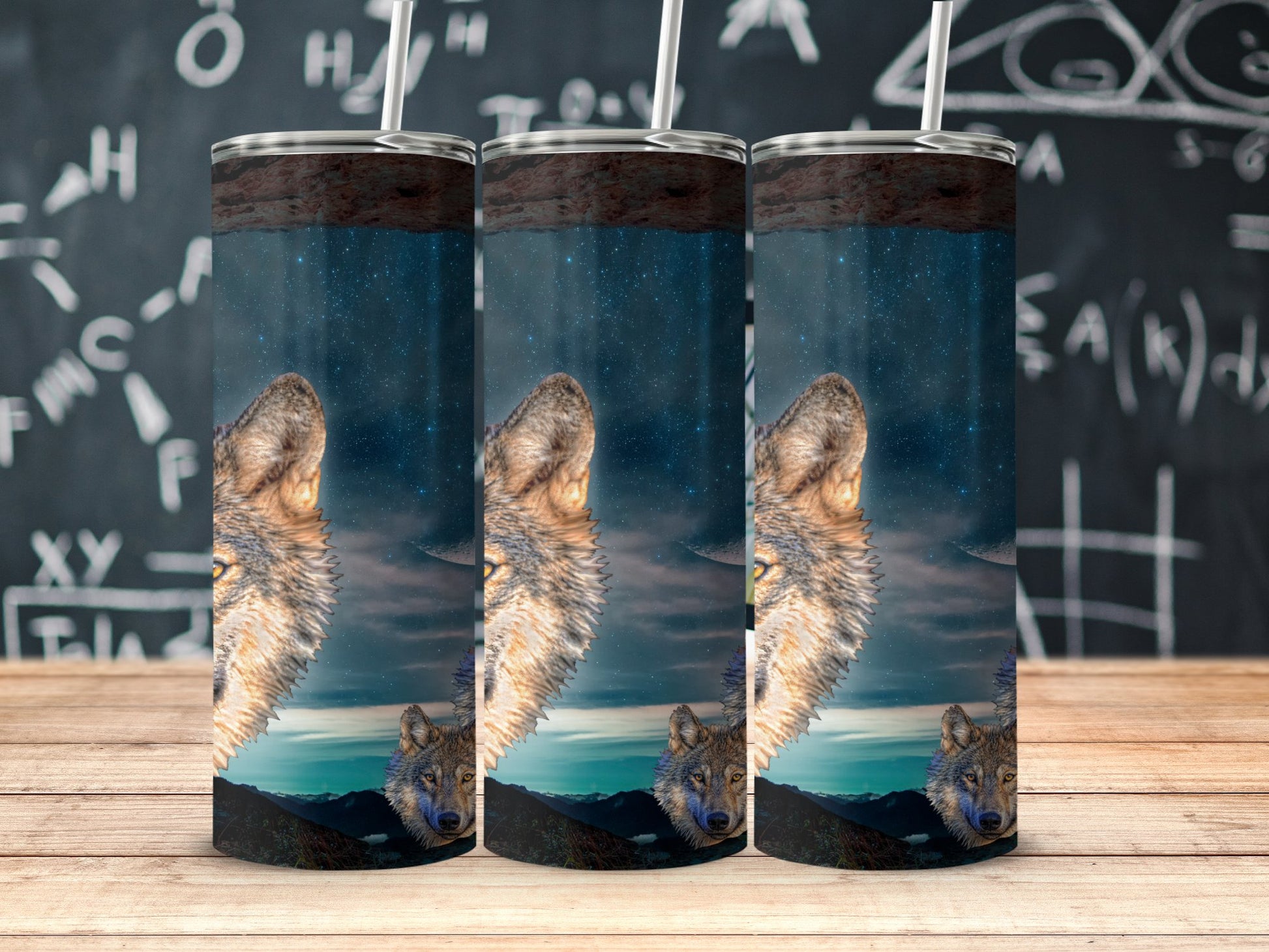 Wolf Design Starry Sky Background Drinkware product