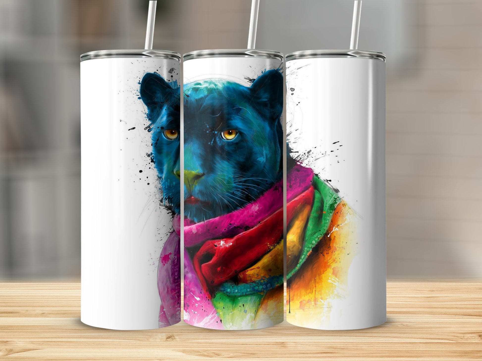 Vibrant Panther Art Design Travel Insulated Tumbler product