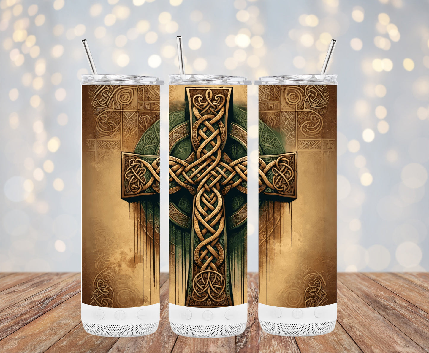 Celtic Knotwork Cross Design on Tumbler Drinkware