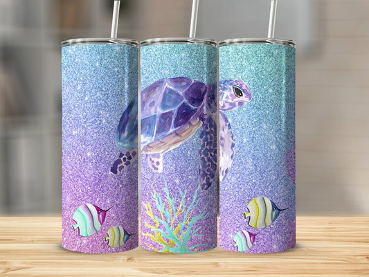 Colorful Sea Turtle and Fish Pattern Tumbler product type