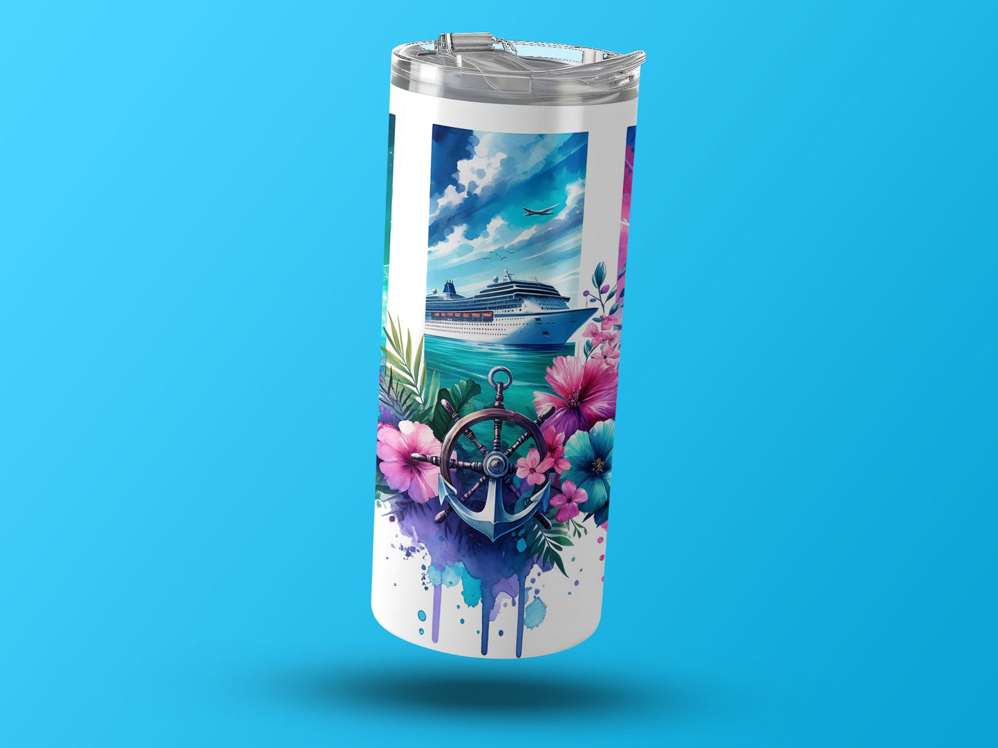 Cruise Ship with Floral Anchor Design Tumbler product