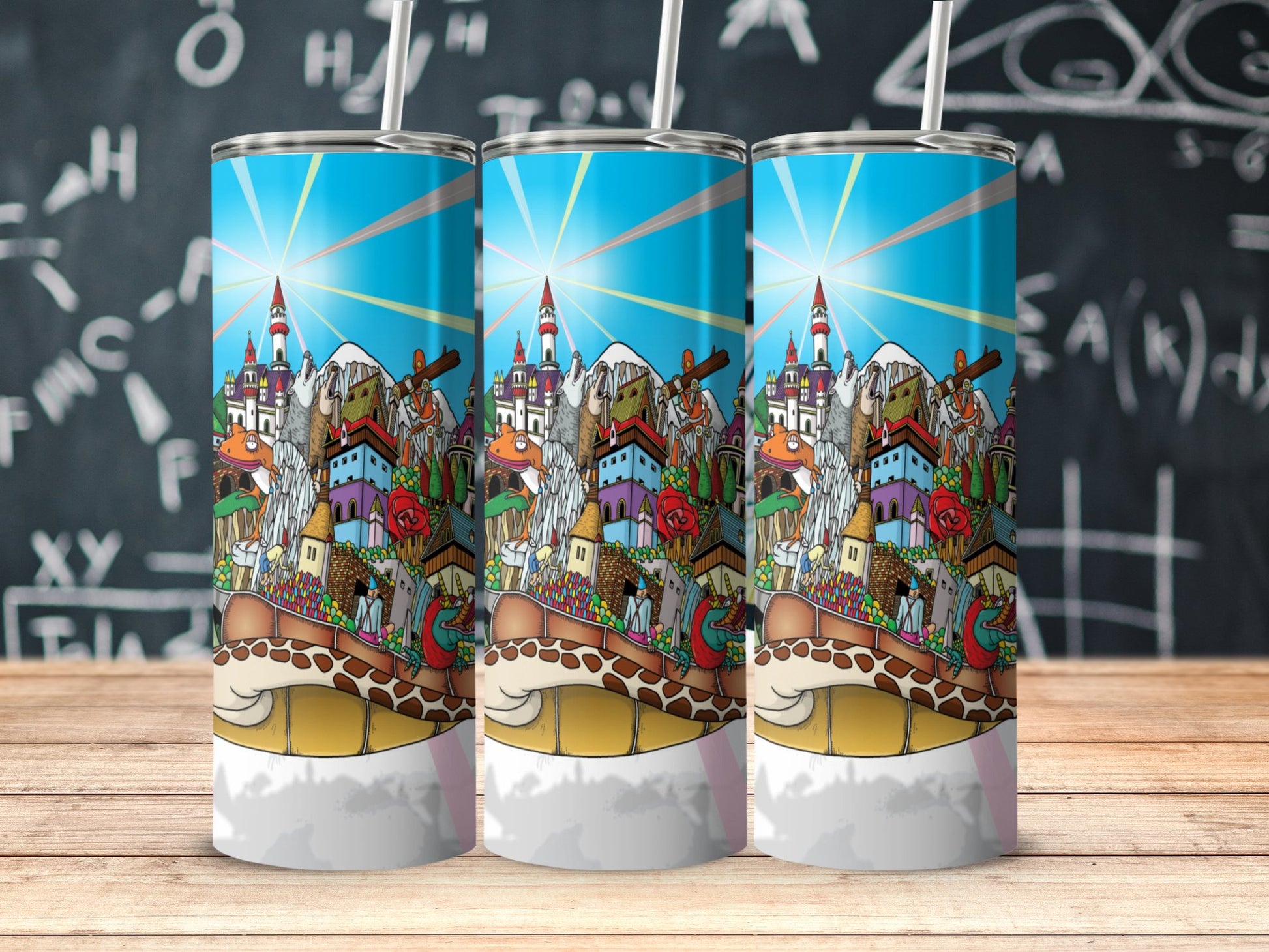 Vibrant Cartoon Cityscape Artwork Tumbler product