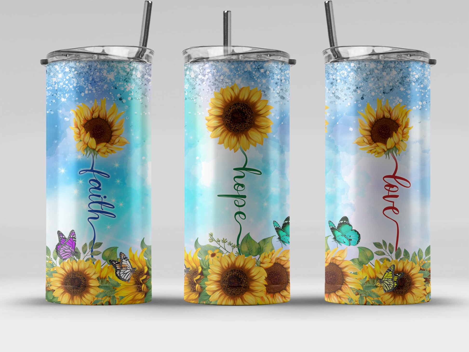 Sunflower and Butterfly Inspirational Tumblers product type