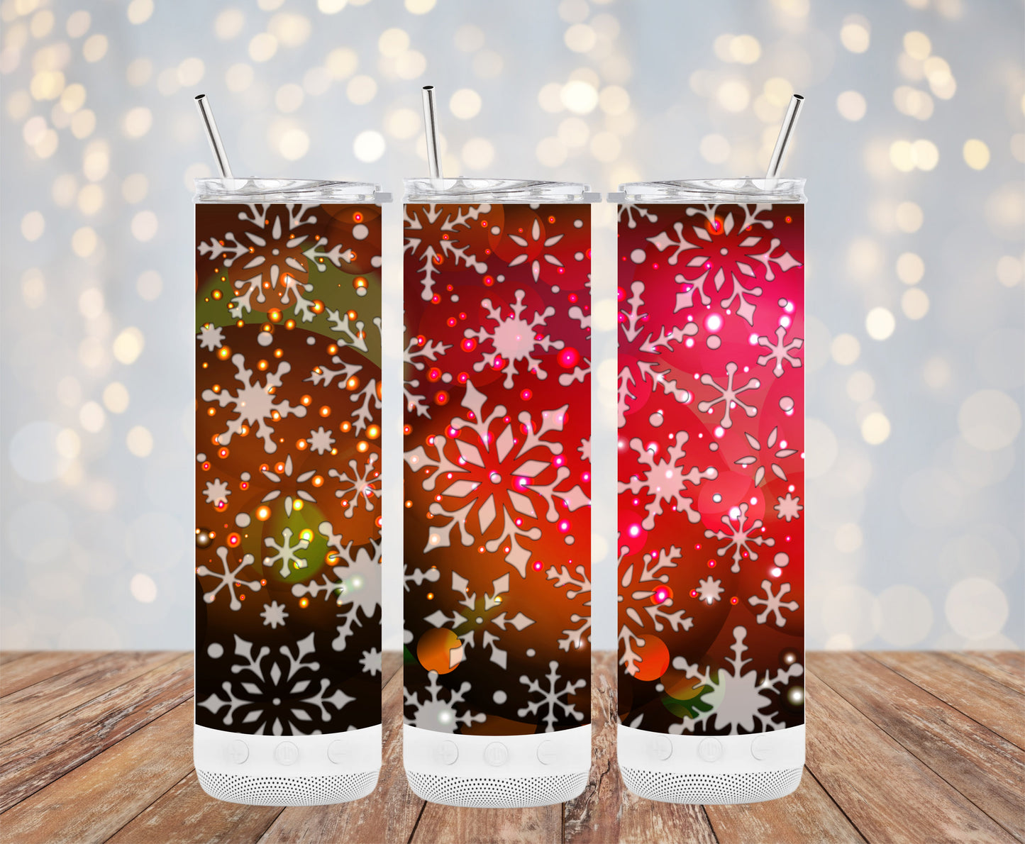 Festive Snowflake Pattern Red and Green Holiday Tumblers 6216217