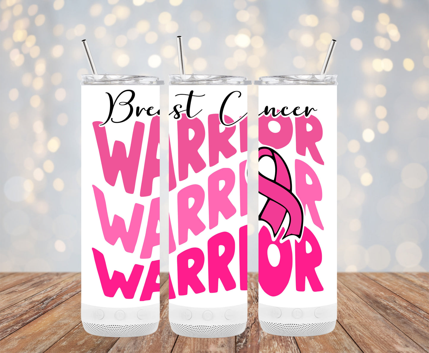 Breast Cancer Warrior Pink Ribbon Tumblers