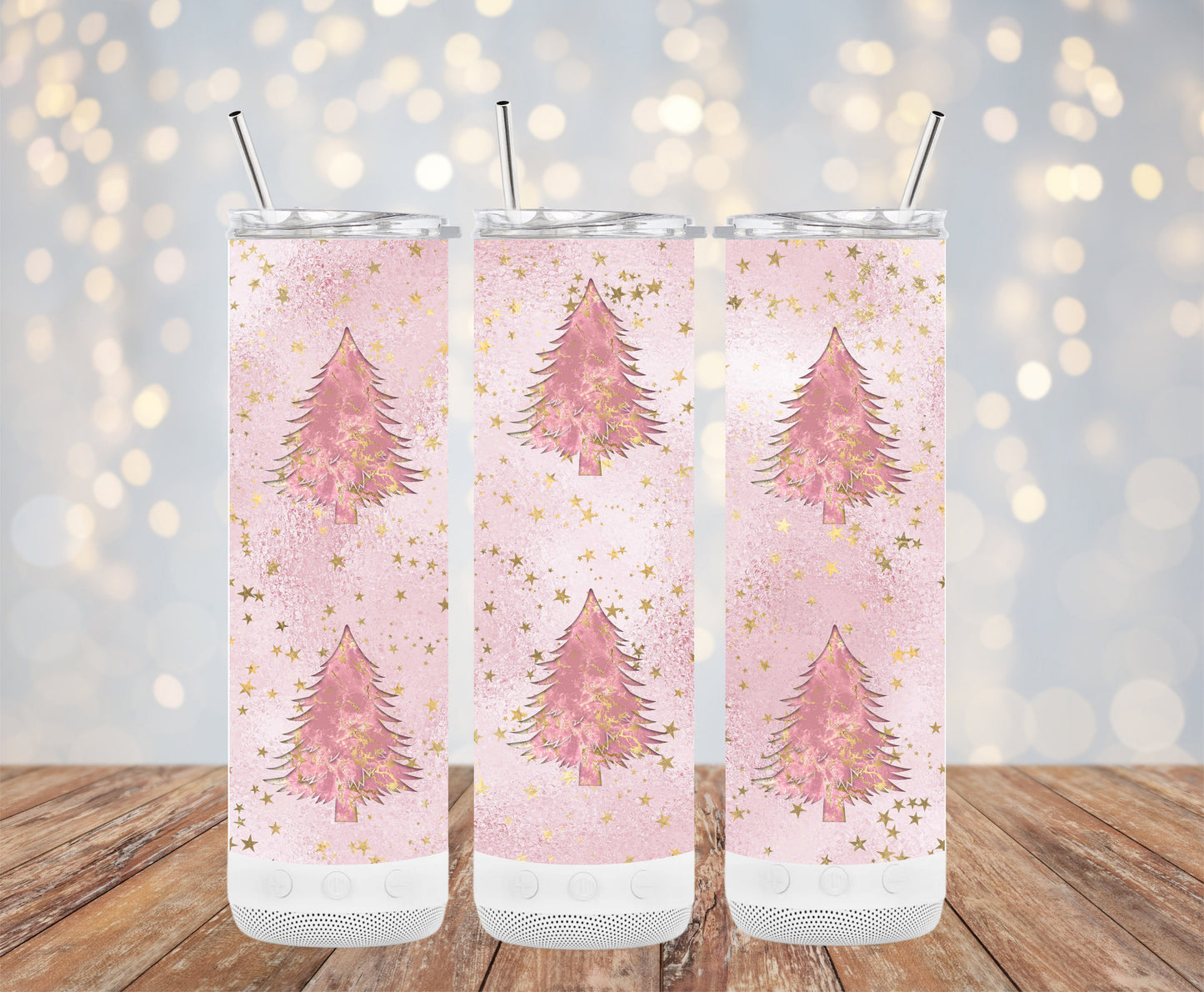 Pink Glittery Christmas Trees Design Tumblers 6216292