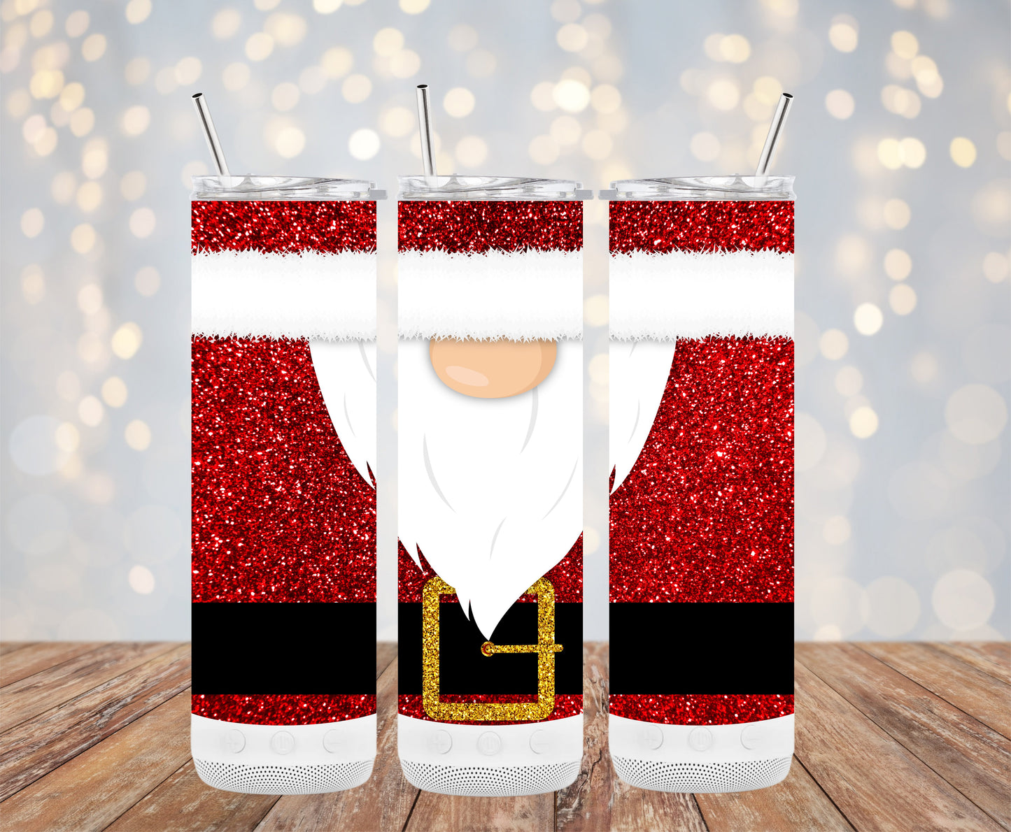 Santa Belt Gold Glitter Red Christmas Design Tumblers 6216251