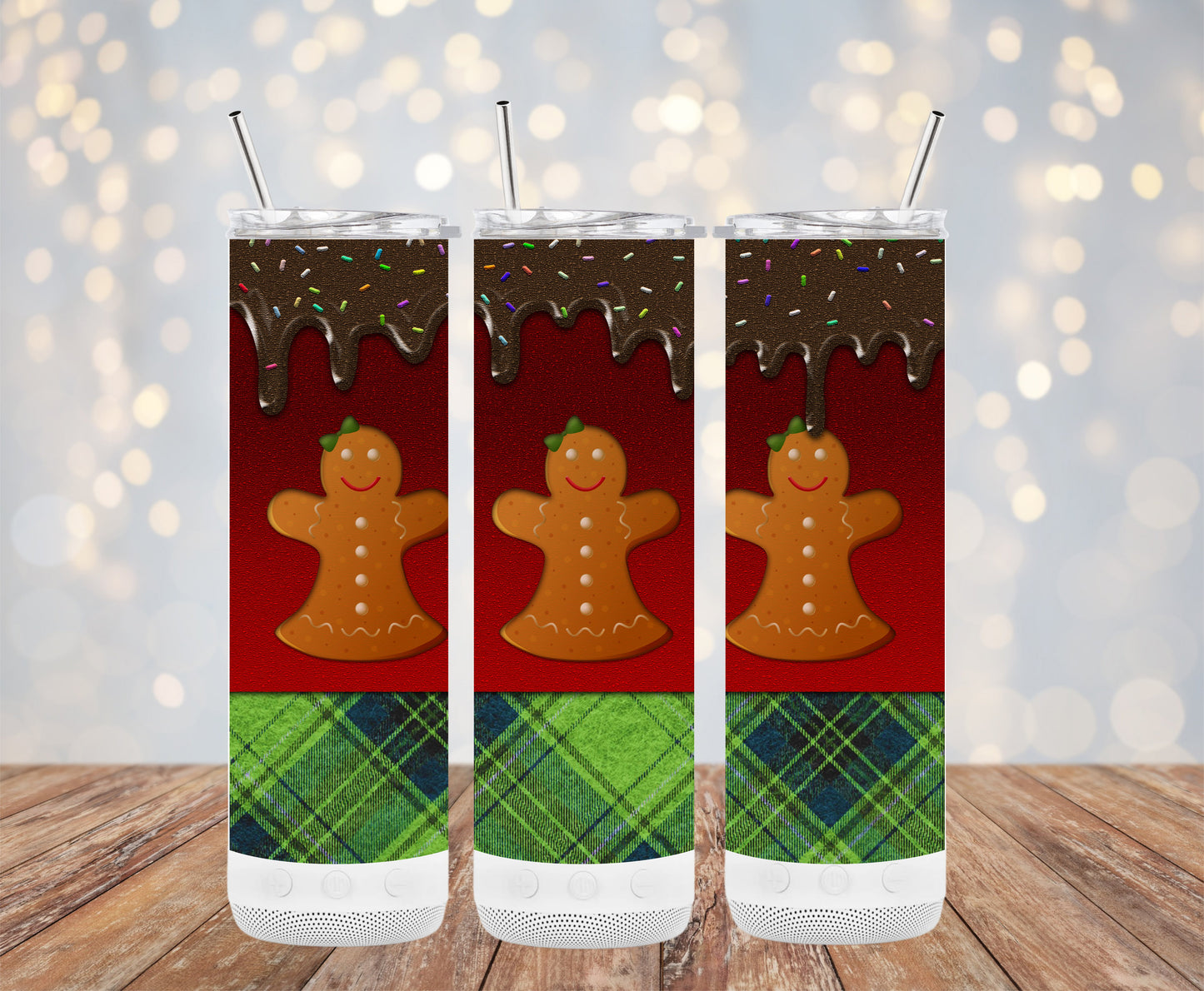 Gingerbread Men Pattern with Chocolate Drip Tumblers 6216232