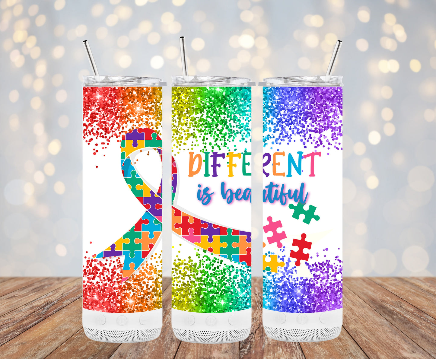 Different Is Beautiful Puzzle Ribbon Tumblers