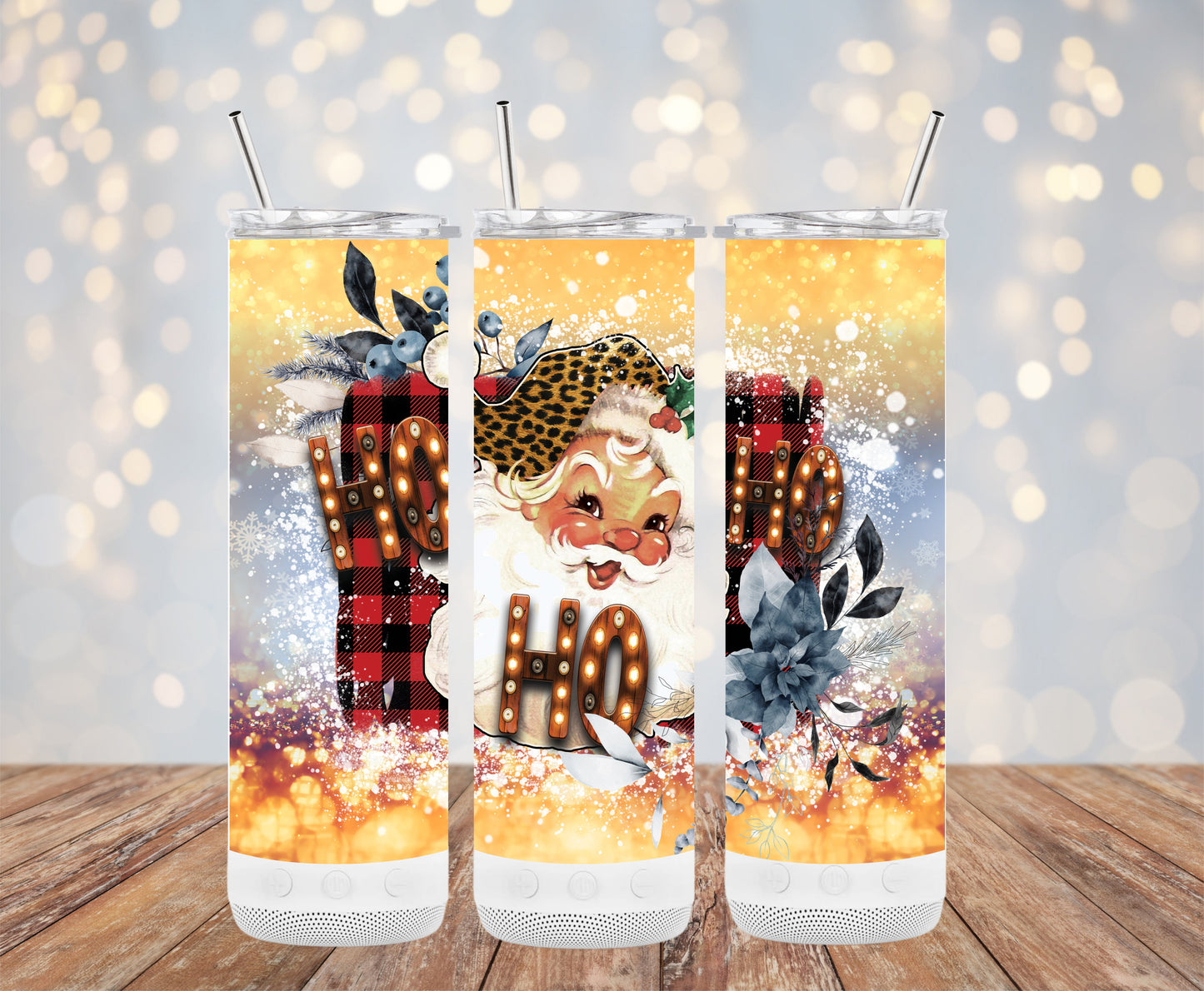 Festive Santa Patterned Holiday Cheer Tumblers 6216171