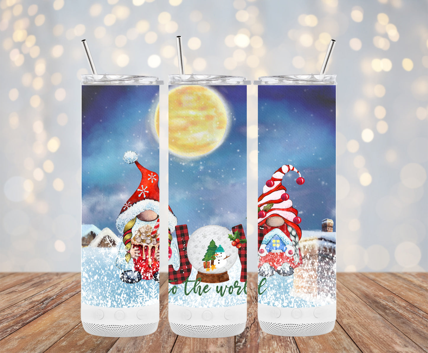 Gnomes Enjoying a Snowy Night Scene Tumblers 6216105