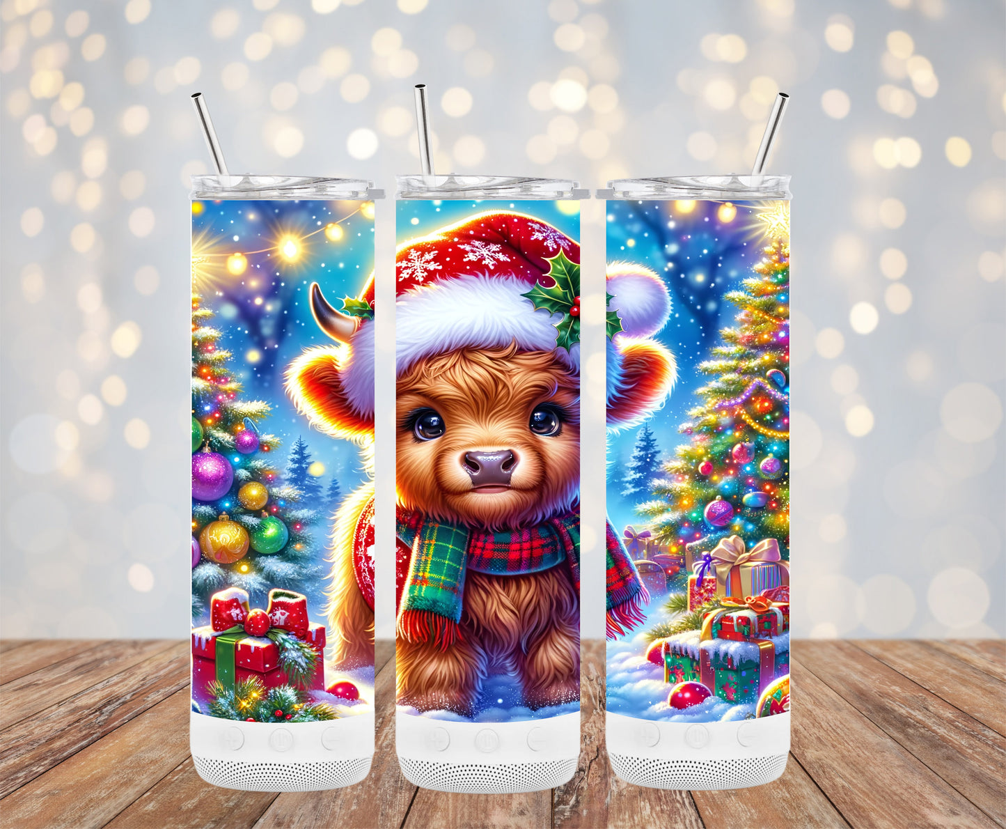Cute Festive Holiday Highland Cow Christmas Tumblers 6216079