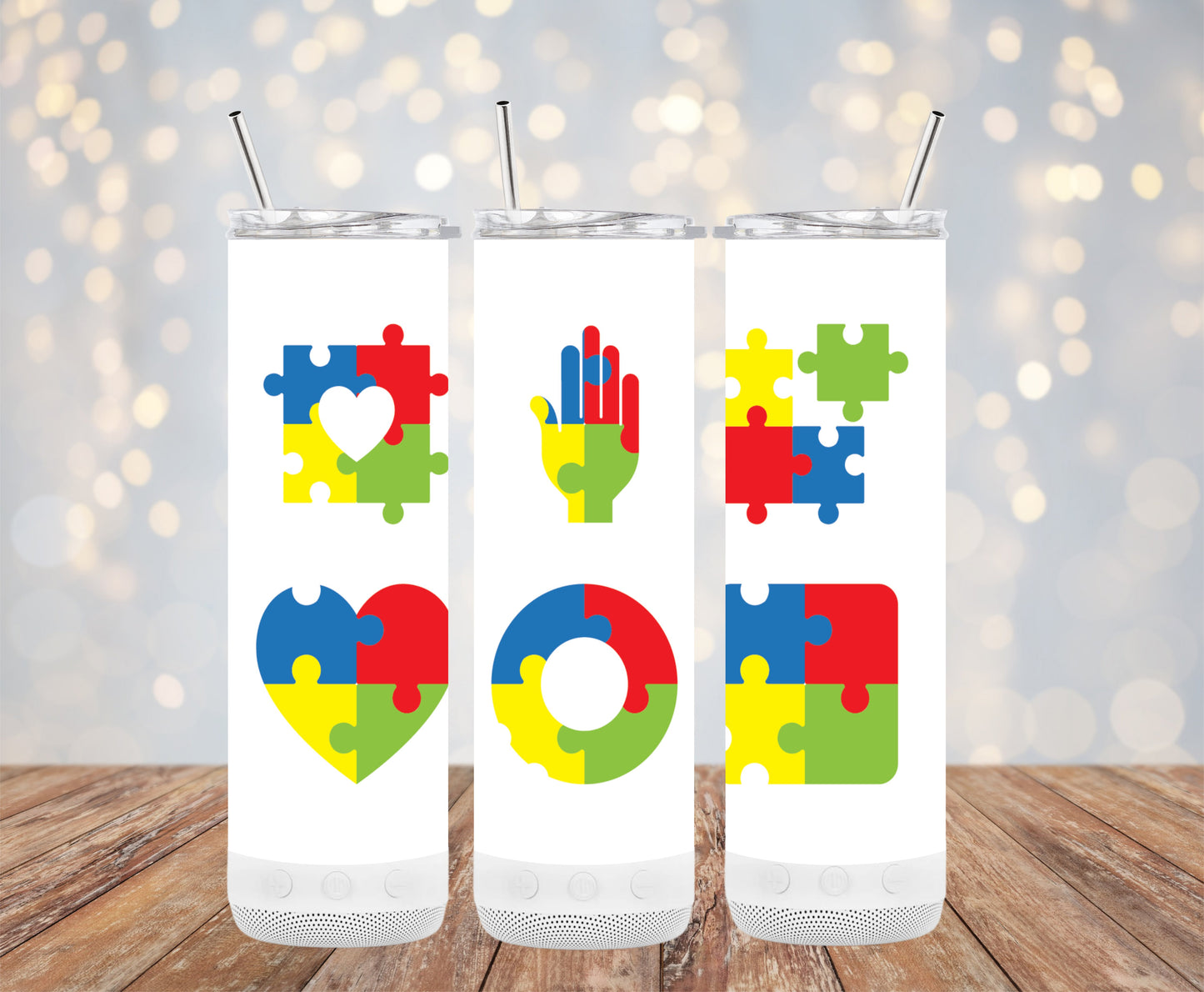 Colorful Puzzle Shapes Inclusion Design Tumblers