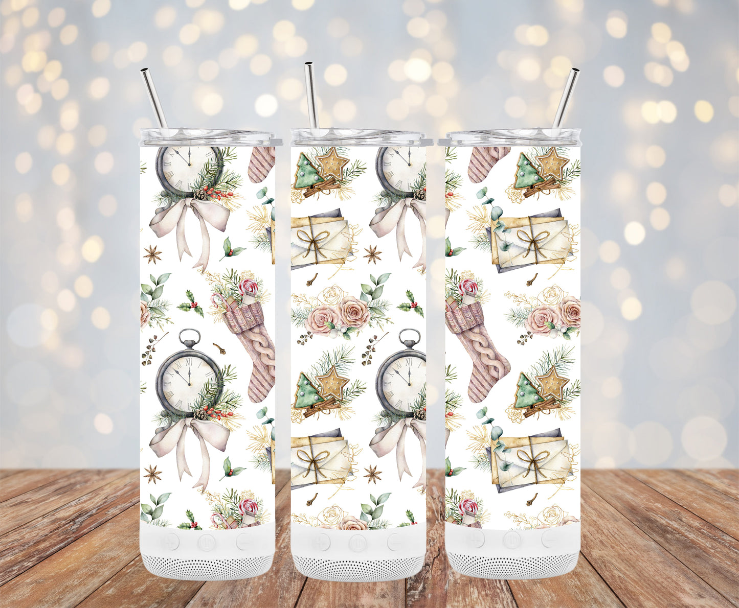 Elegant Holiday Clock and Gift Design Tumblers 6216091