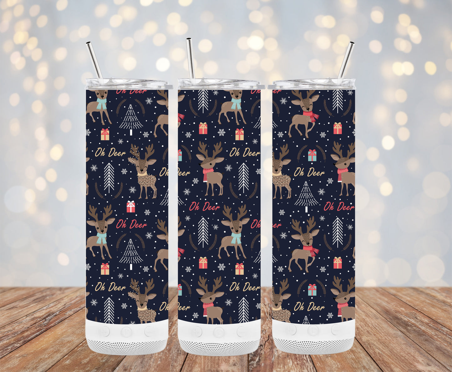 Christmas Reindeer Design Pattern Blue Holiday Tumblers 6216148