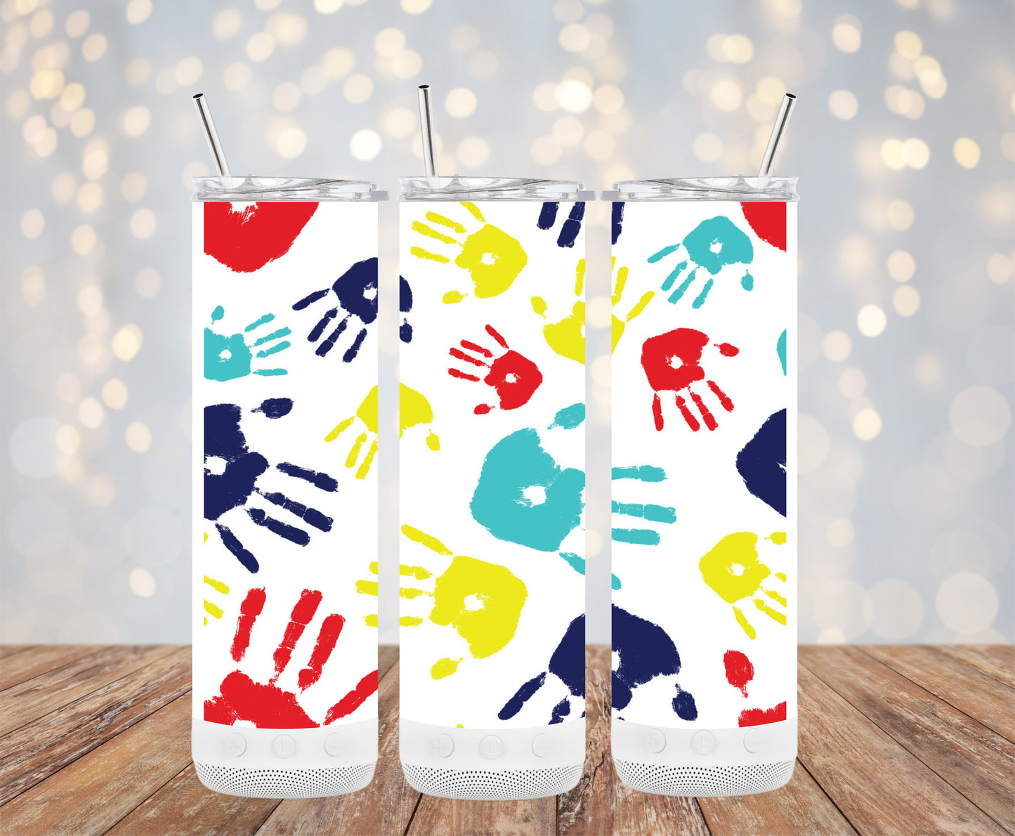 Handprint Pattern Colorful Design Premium Tumblers