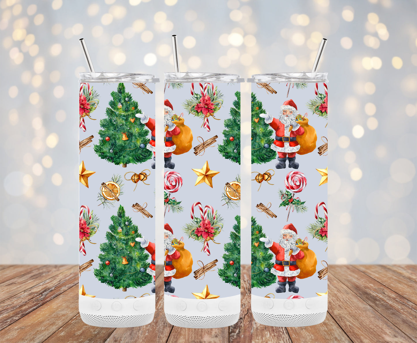 Festive Santa Christmas Trees Holiday Tumblers 6216121