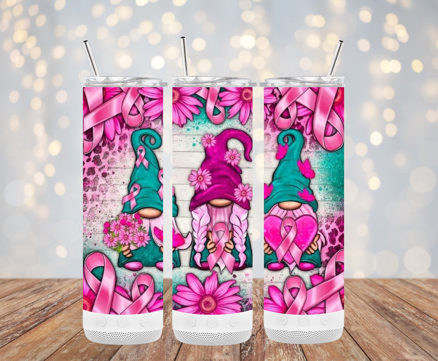 Adorable Gnome Pink Ribbon Awareness Tumblers