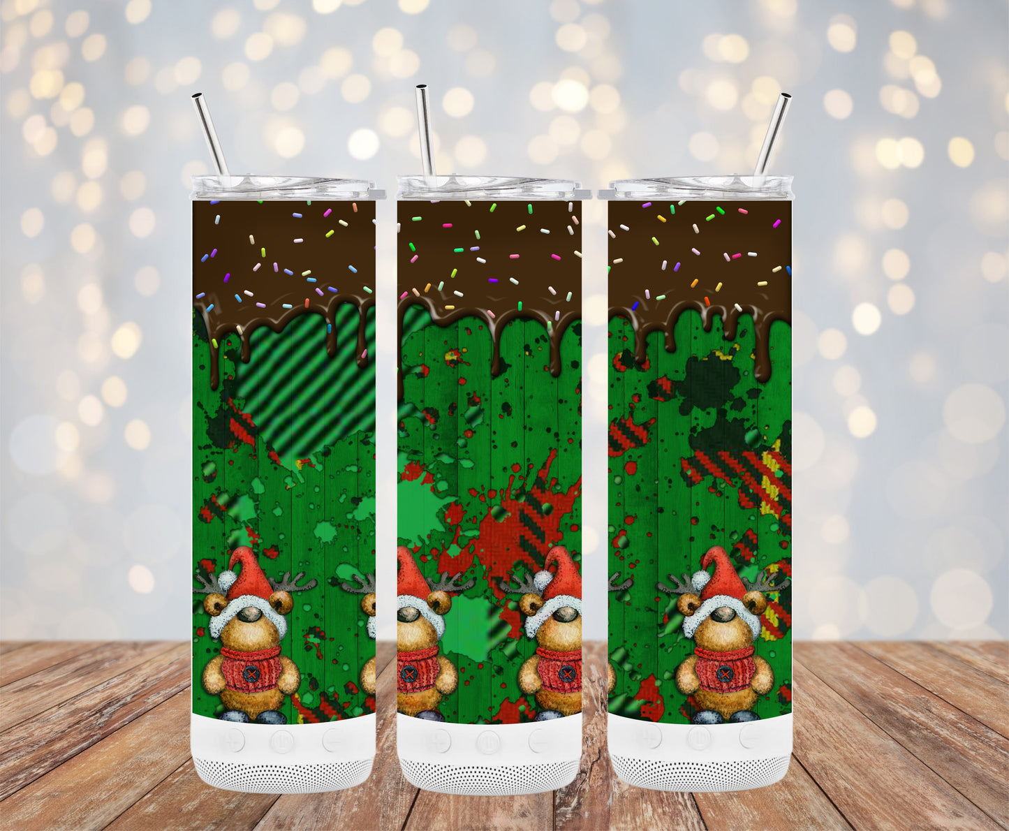 Christmas Reindeer with Santa Hats Festive Tumblers 6216236