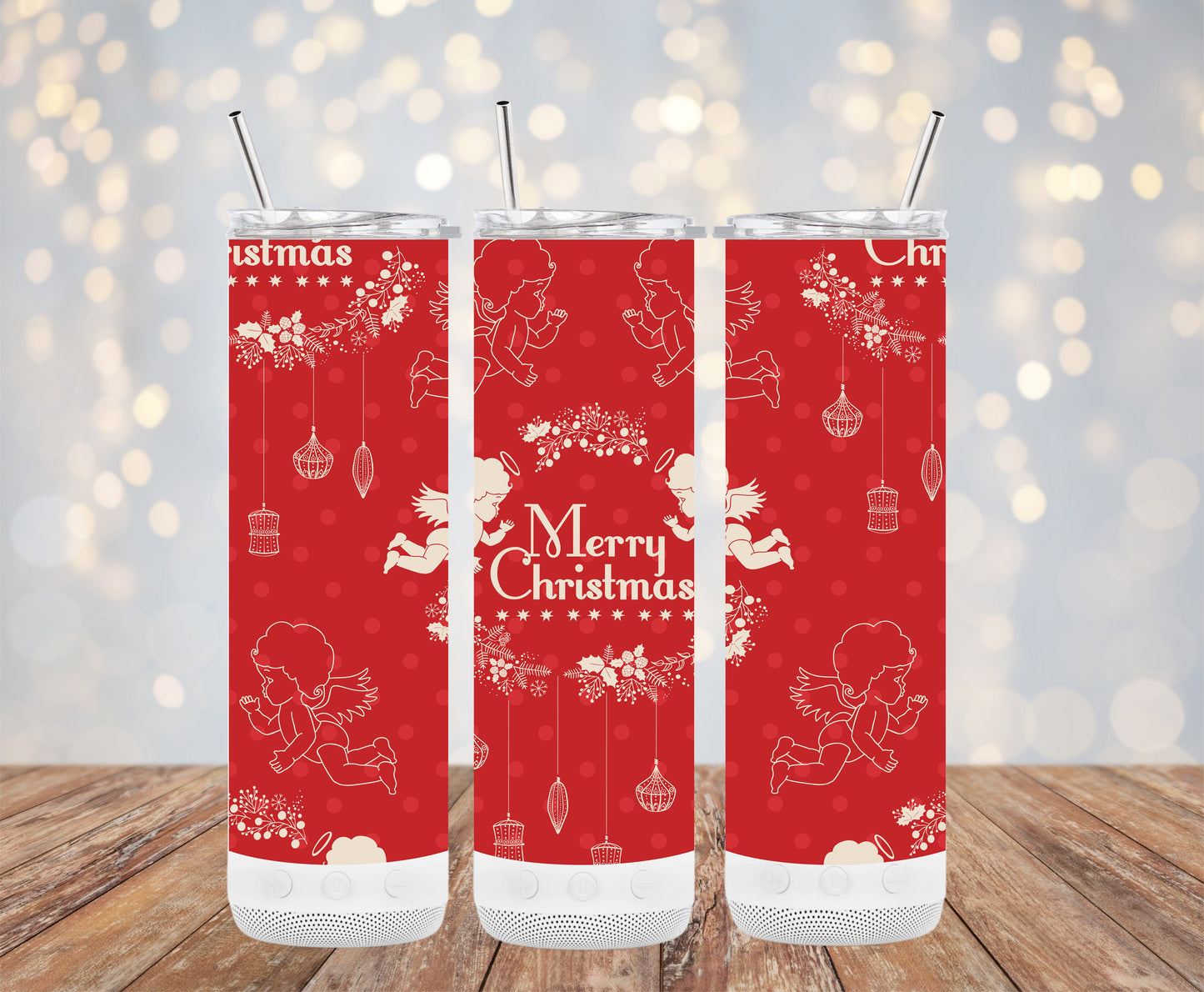 Merry Christmas Angelic Pattern Design Tumblers 6216137