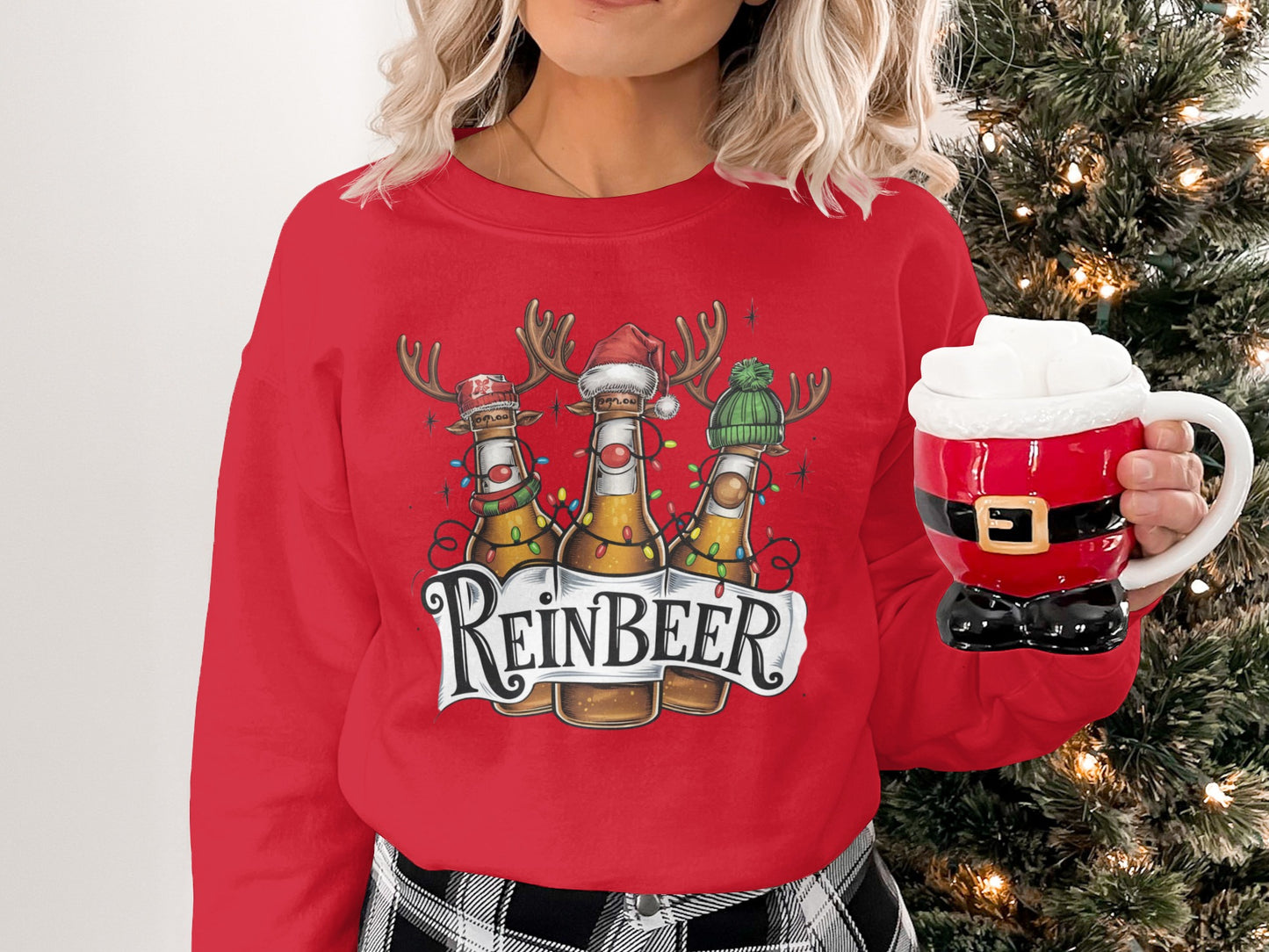 Funny Christmas ReinBeer Graphic Tee Shirt