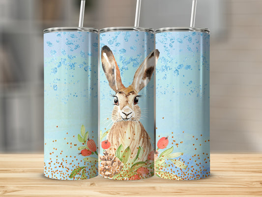 Cute Rabbit with Floral Accents Tumbler product