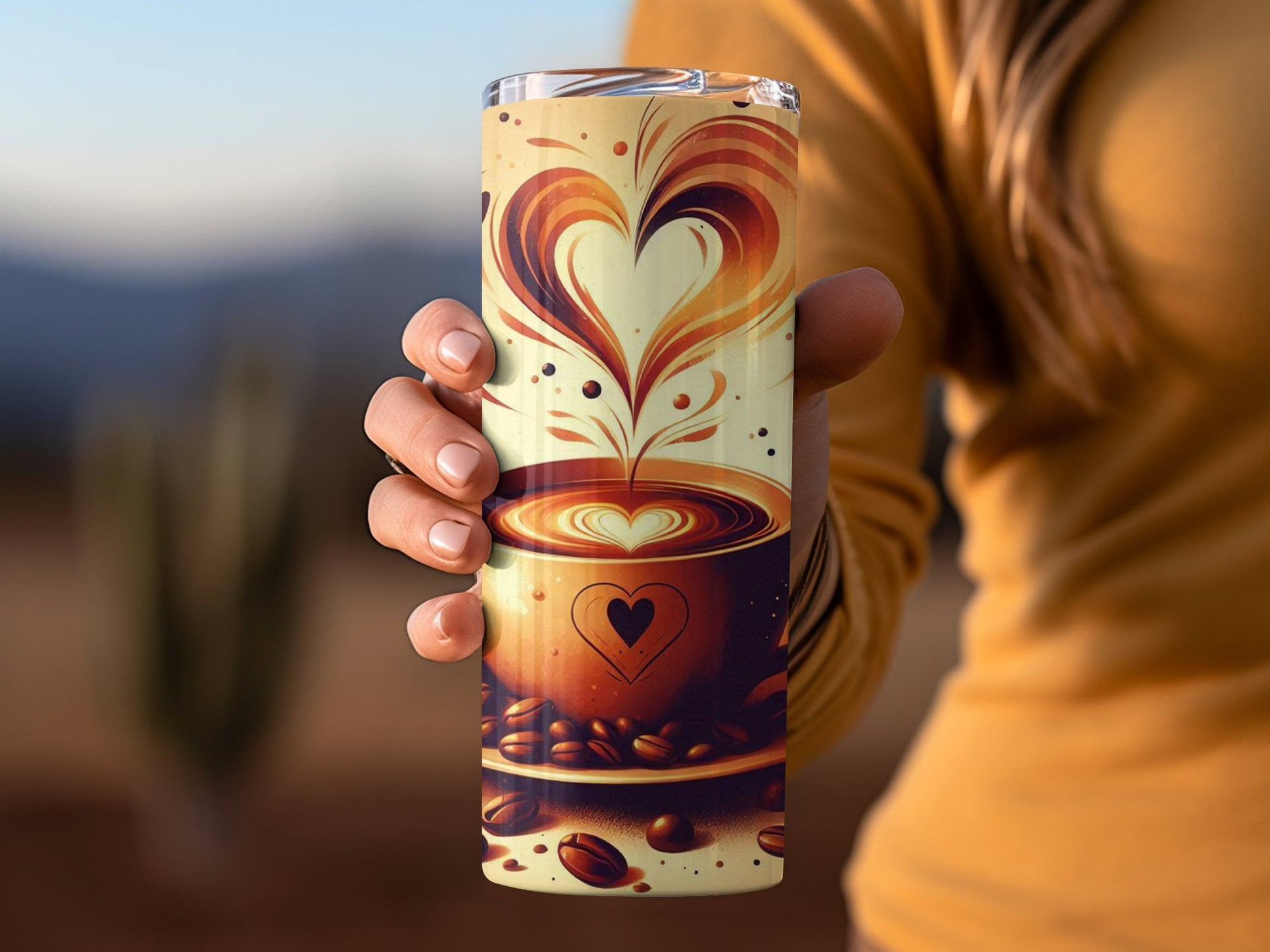 Heart and Coffee Art Design Tumbler for Unique Product Type