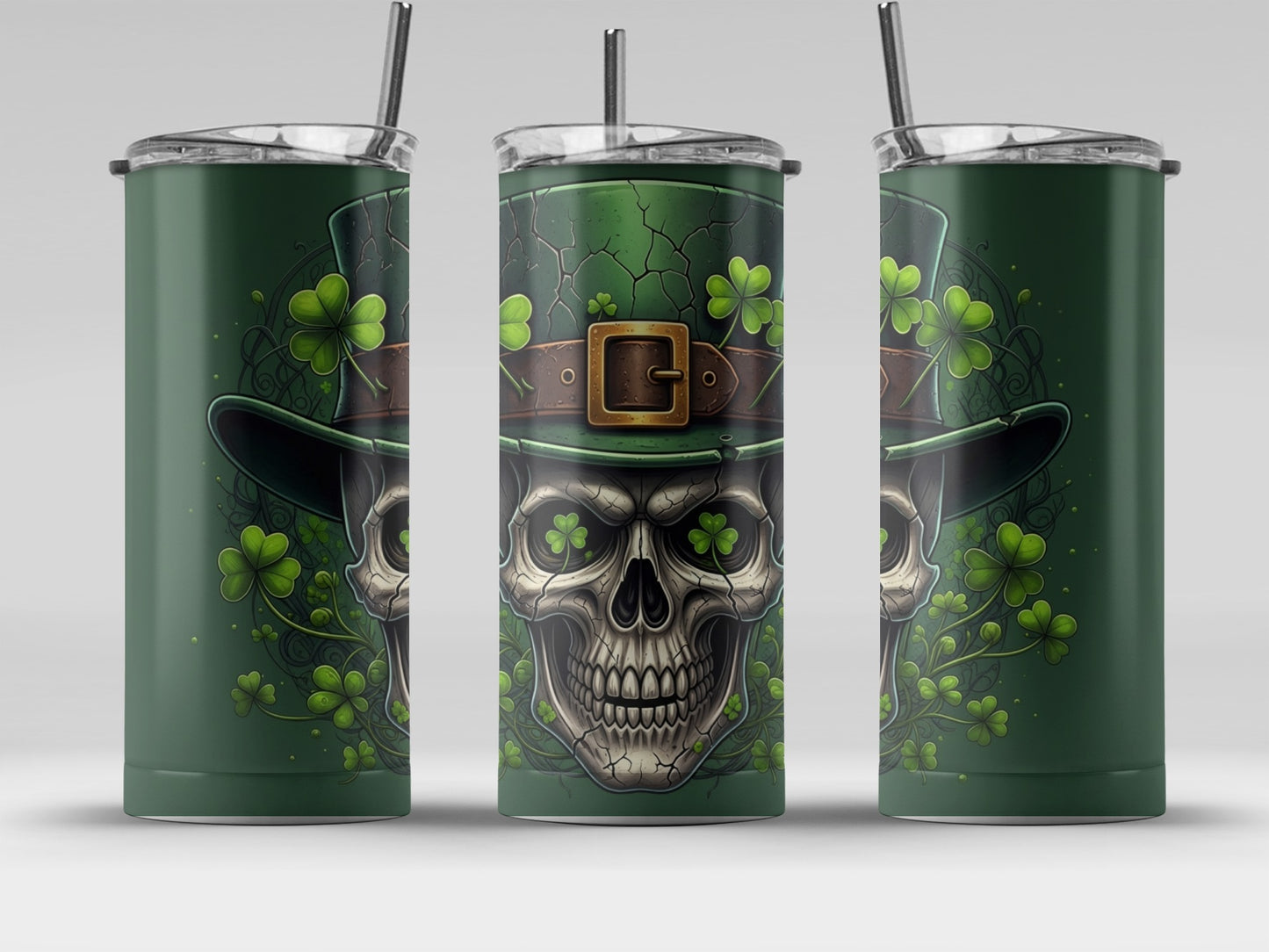 St. Patrick's Day Skull with Shamrock Tumbler Cup