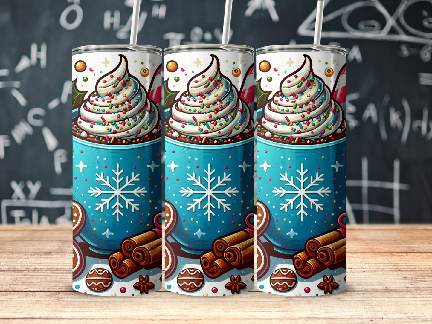 Festive Holiday Themed Tumbler with Whipped Cream product