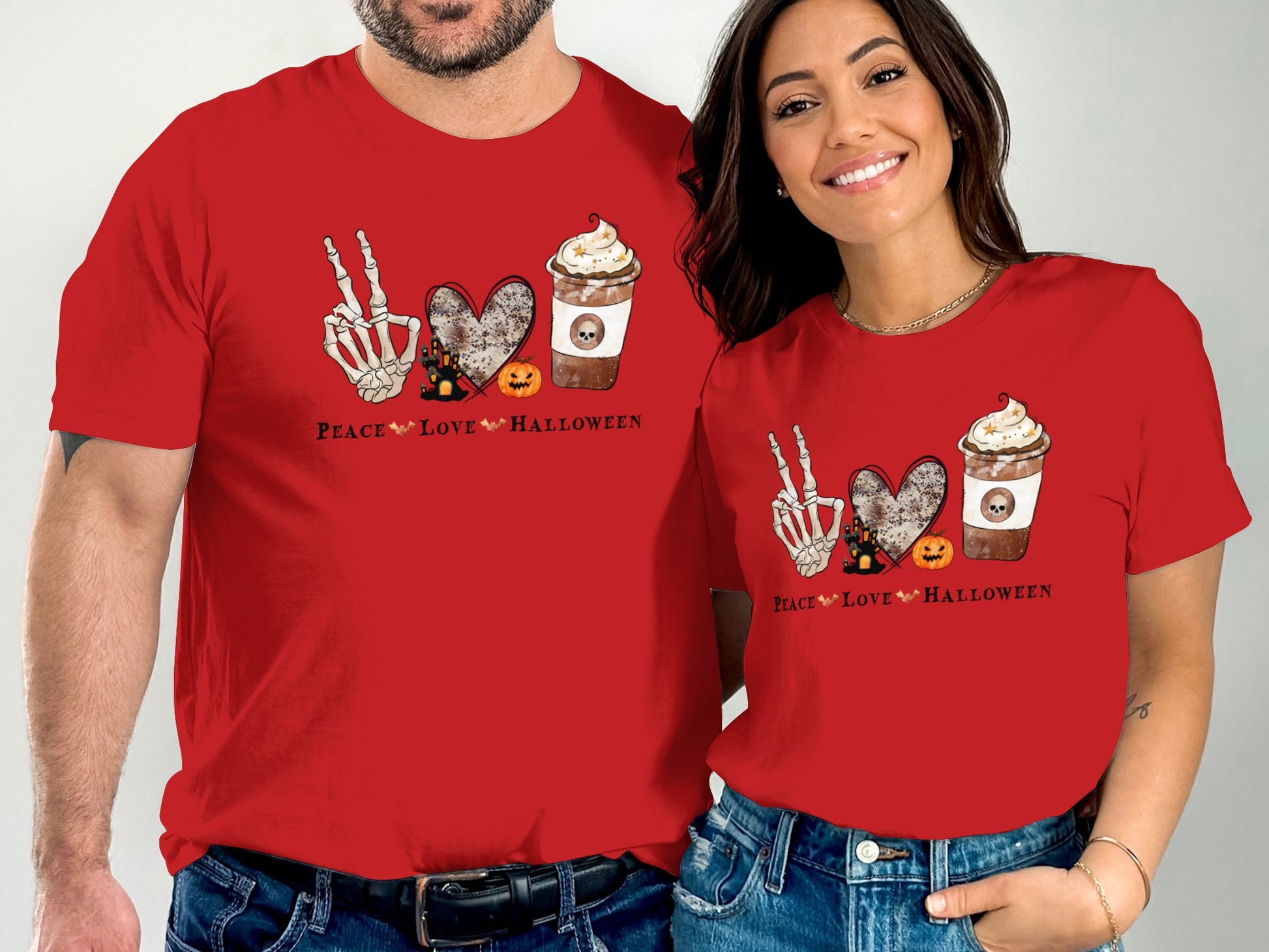 Peace Love Halloween Couple Matching Shirt product type