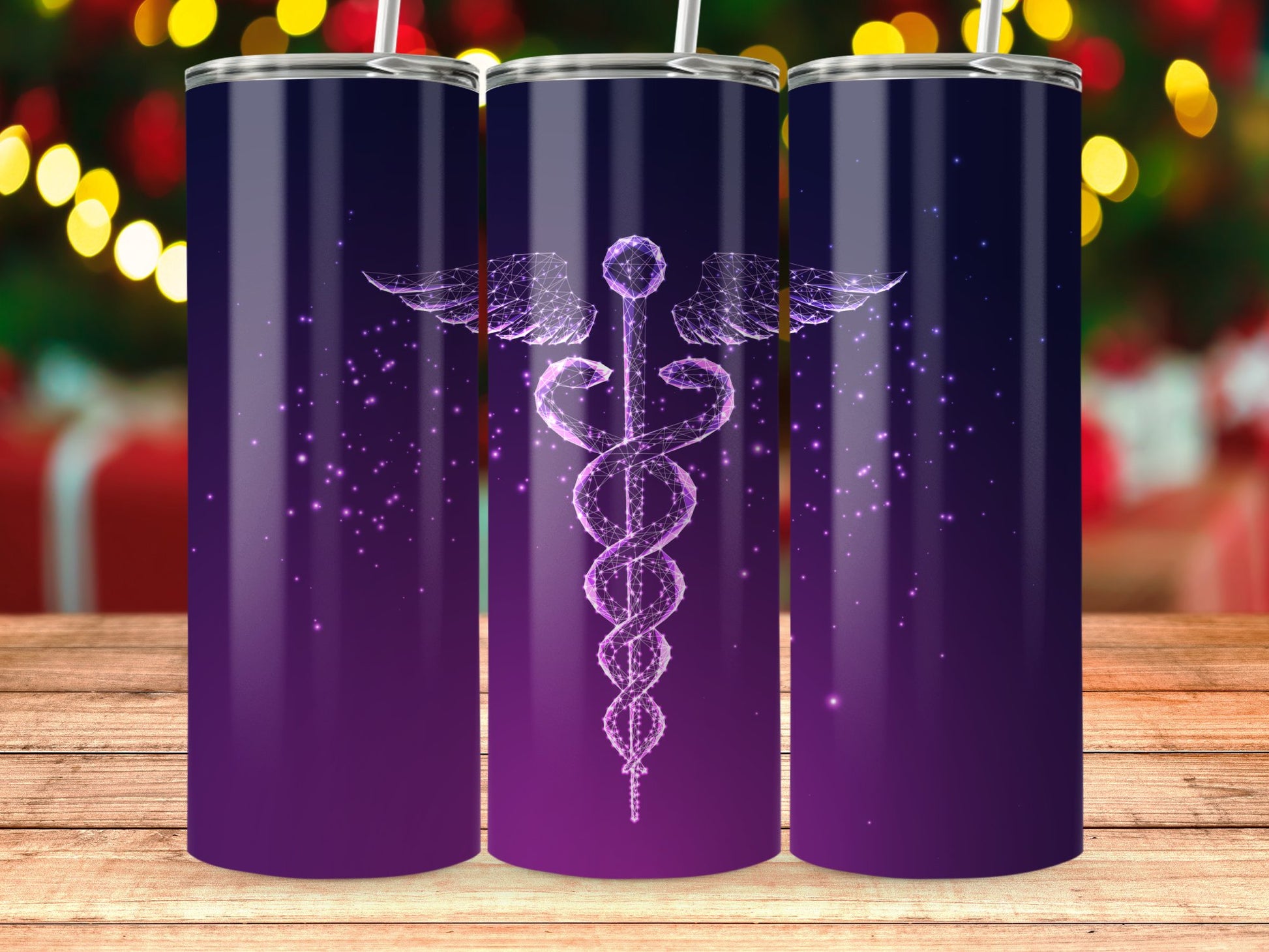 Purple Caduceus Design Sublimation Tumbler product type