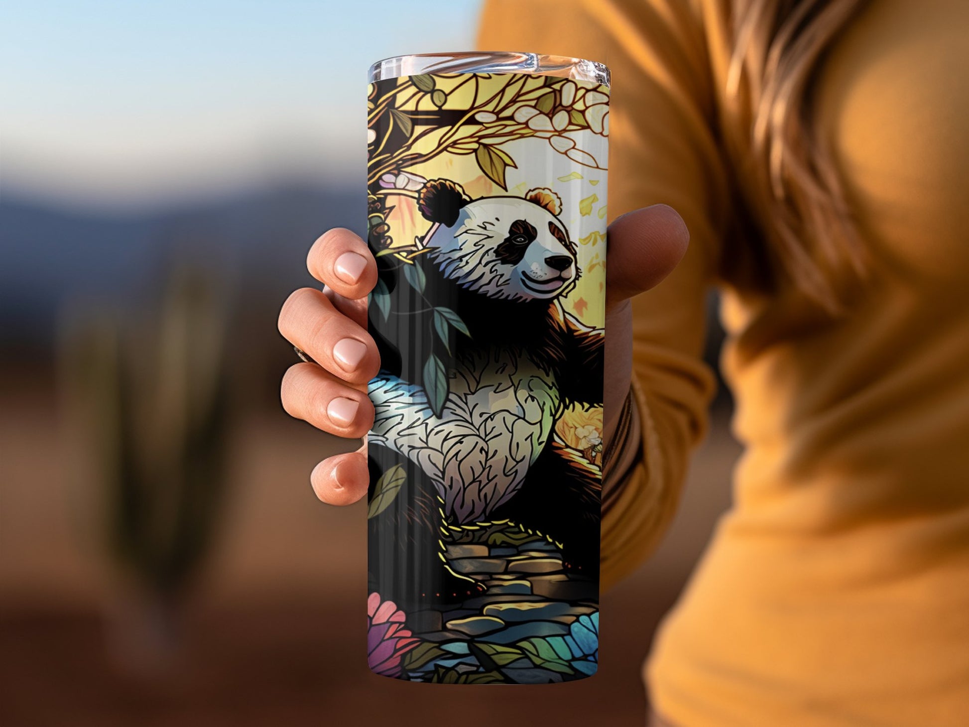 Artistic Panda Design Tumbler for Stylish Drinkware Product
