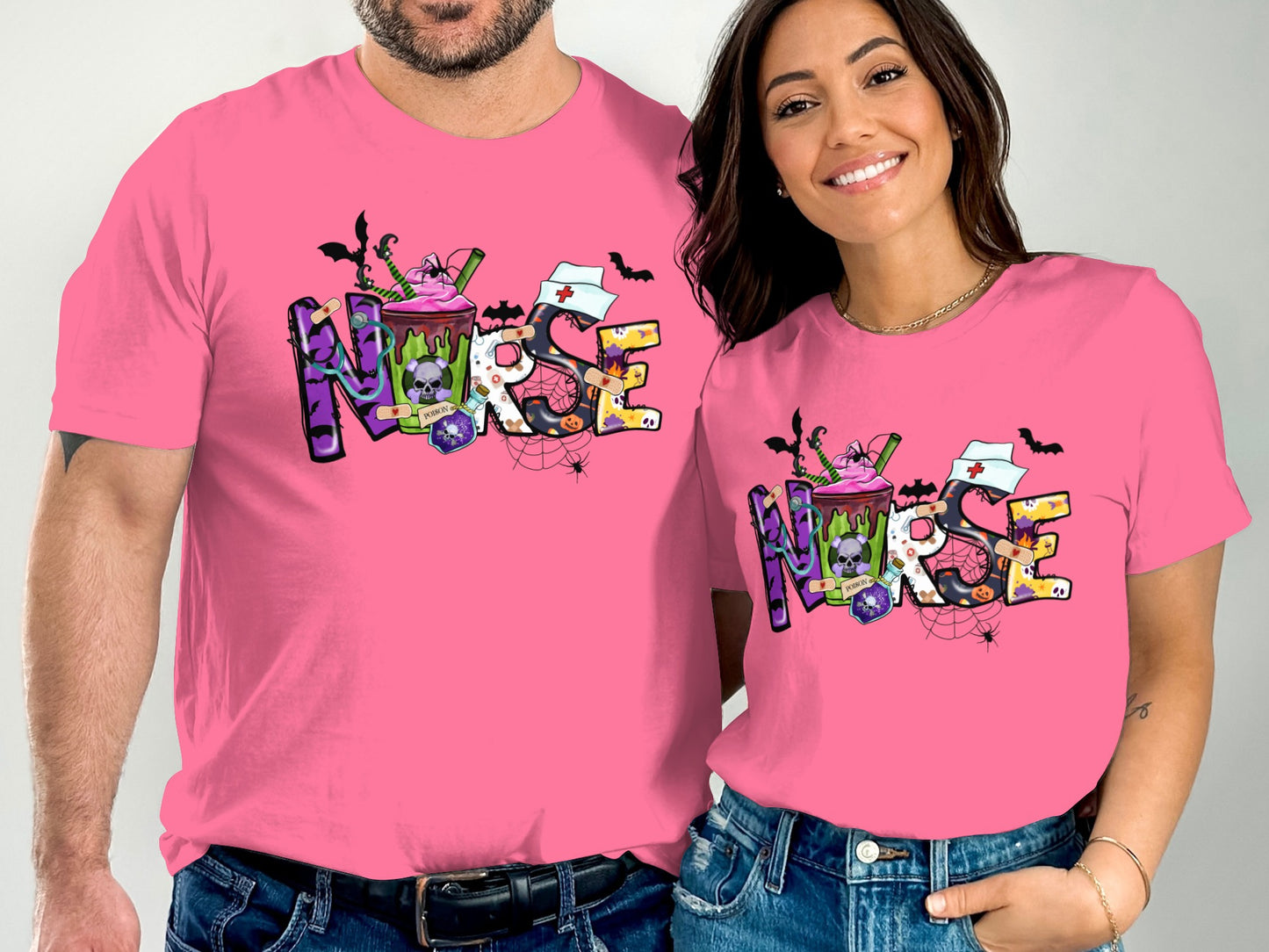 Halloween Nurse Graphic T-Shirt Matching Couple product type